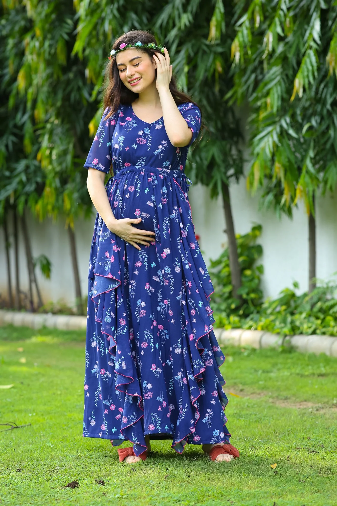 Azure Pink Maternity Flow Dress - Chenance
