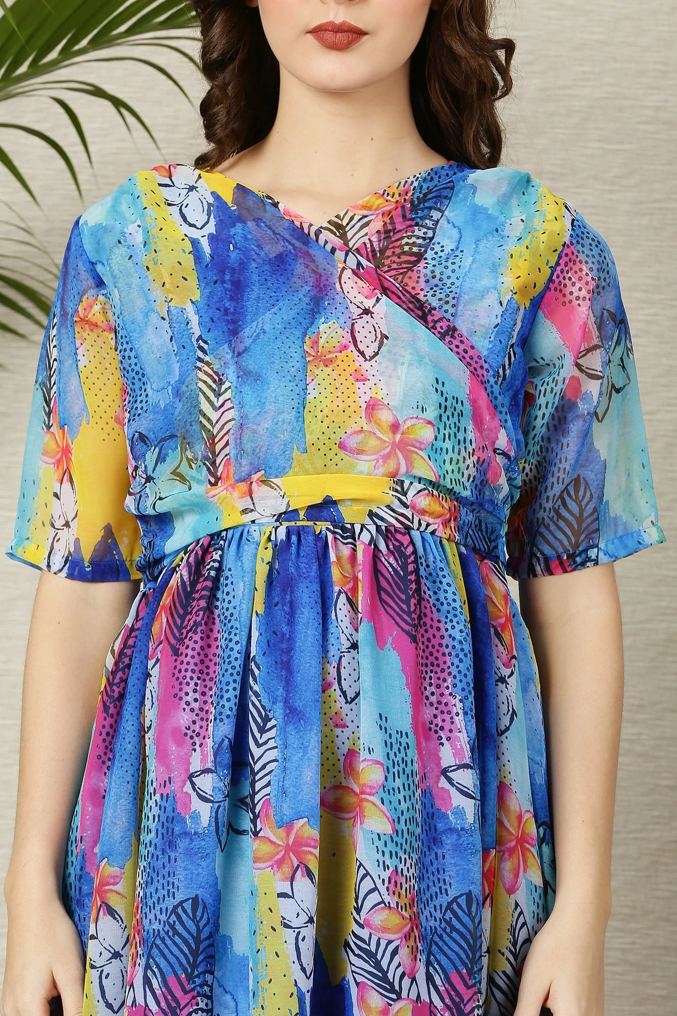 Aquamarine Blue Maternity & Nursing Chiffon Wrap Dress - Chenance