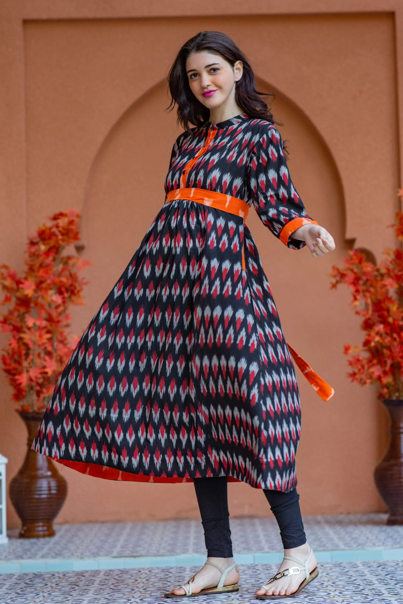 Zig-Zag Ikat Pocket Maternity & Nursing Kurta - Chenance