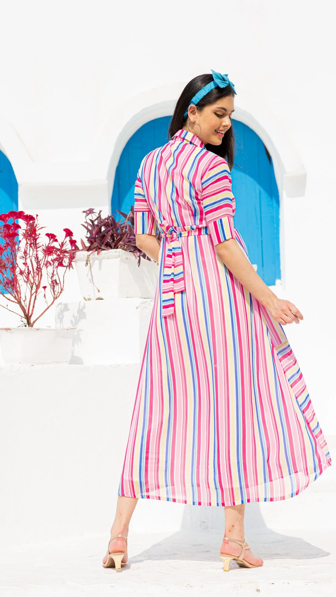 Vibrant Striped Maternity & Nursing Dress - Chenance