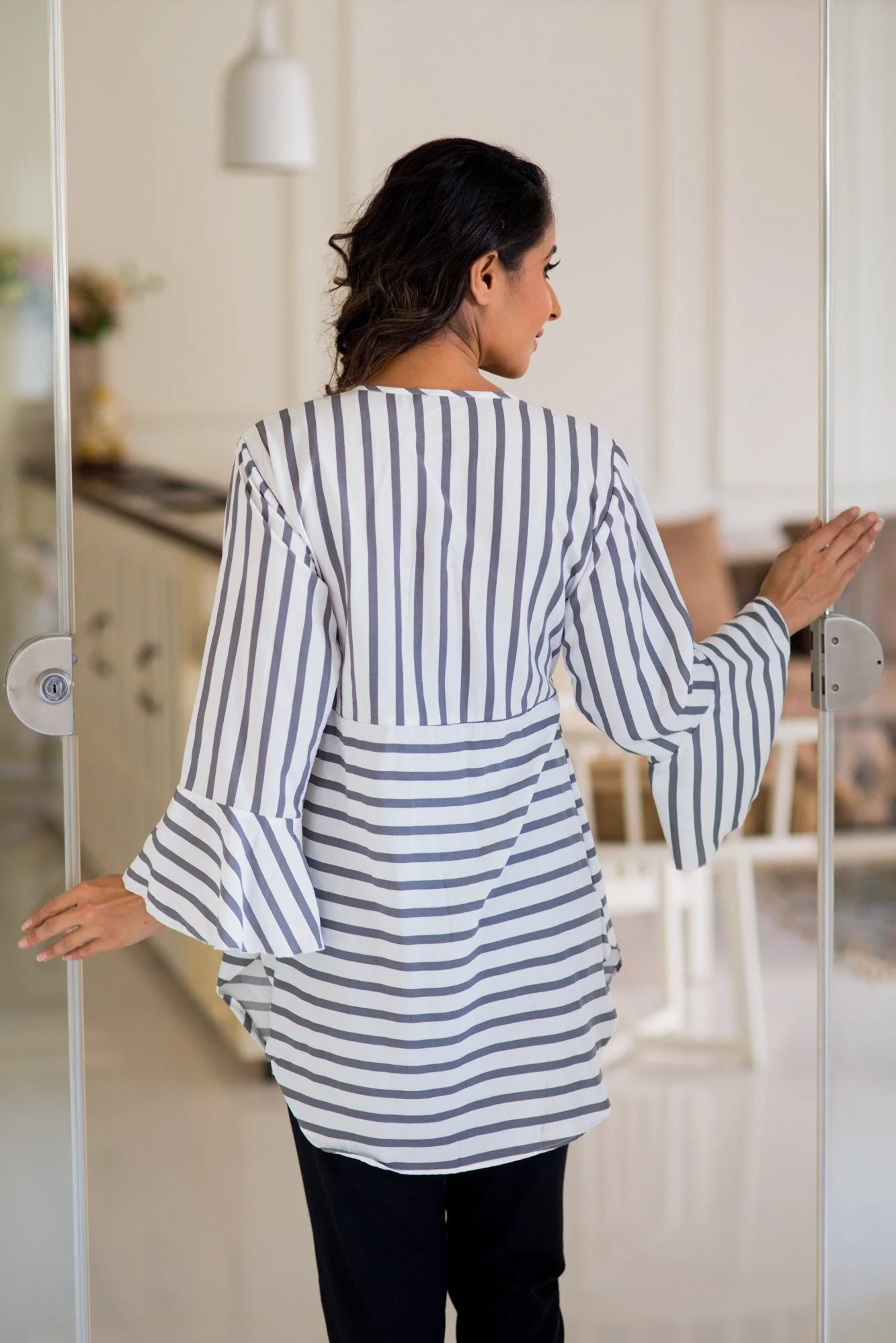 Timeless Striped Gathered Nursing Top - Chenance