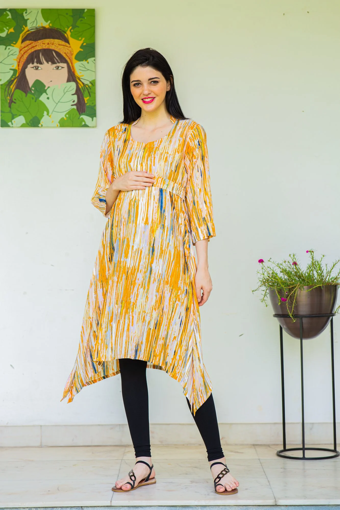 Amber Cotton Front Zip Nursing Kurta - Chenance