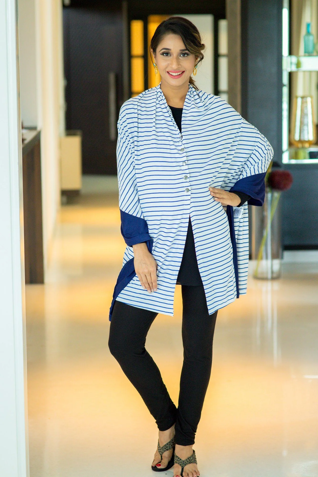 Versatile Nautical Striped Nursing Stole - Chenance