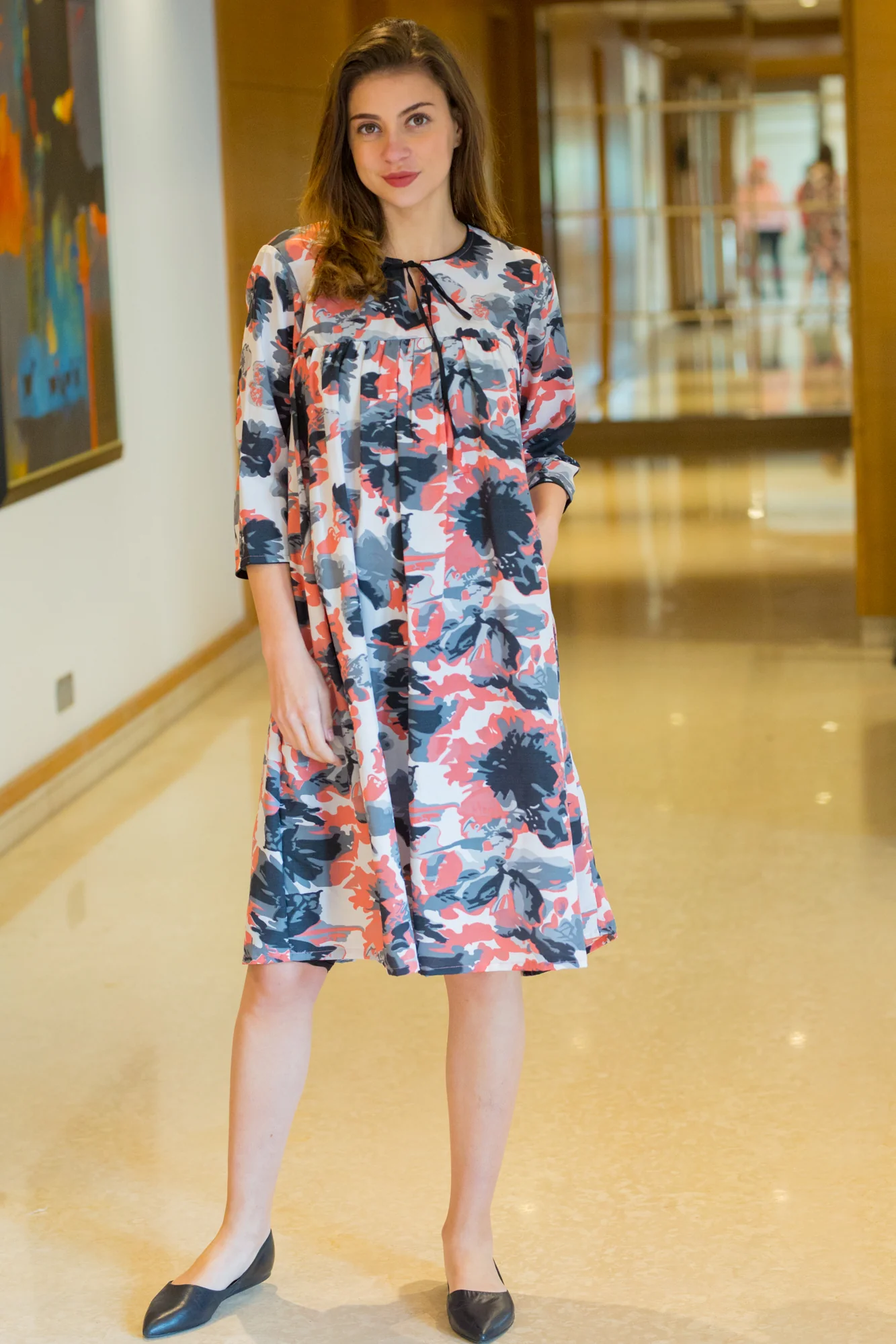 Abstract Floral Maternity Dress - Chenance