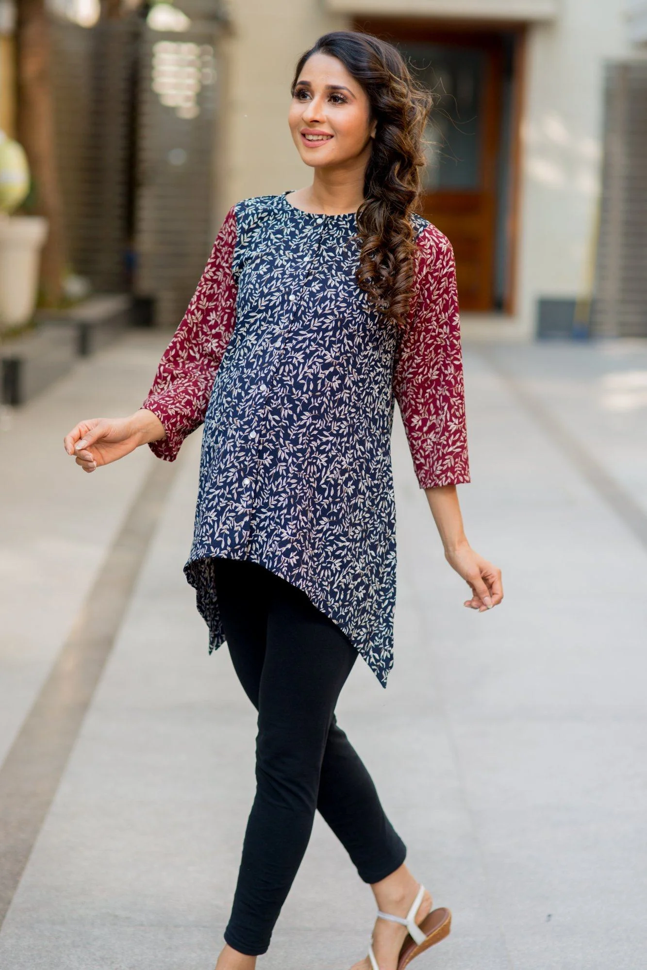 Leafy Mist Front Button Maternity & Nursing Top - Chenance