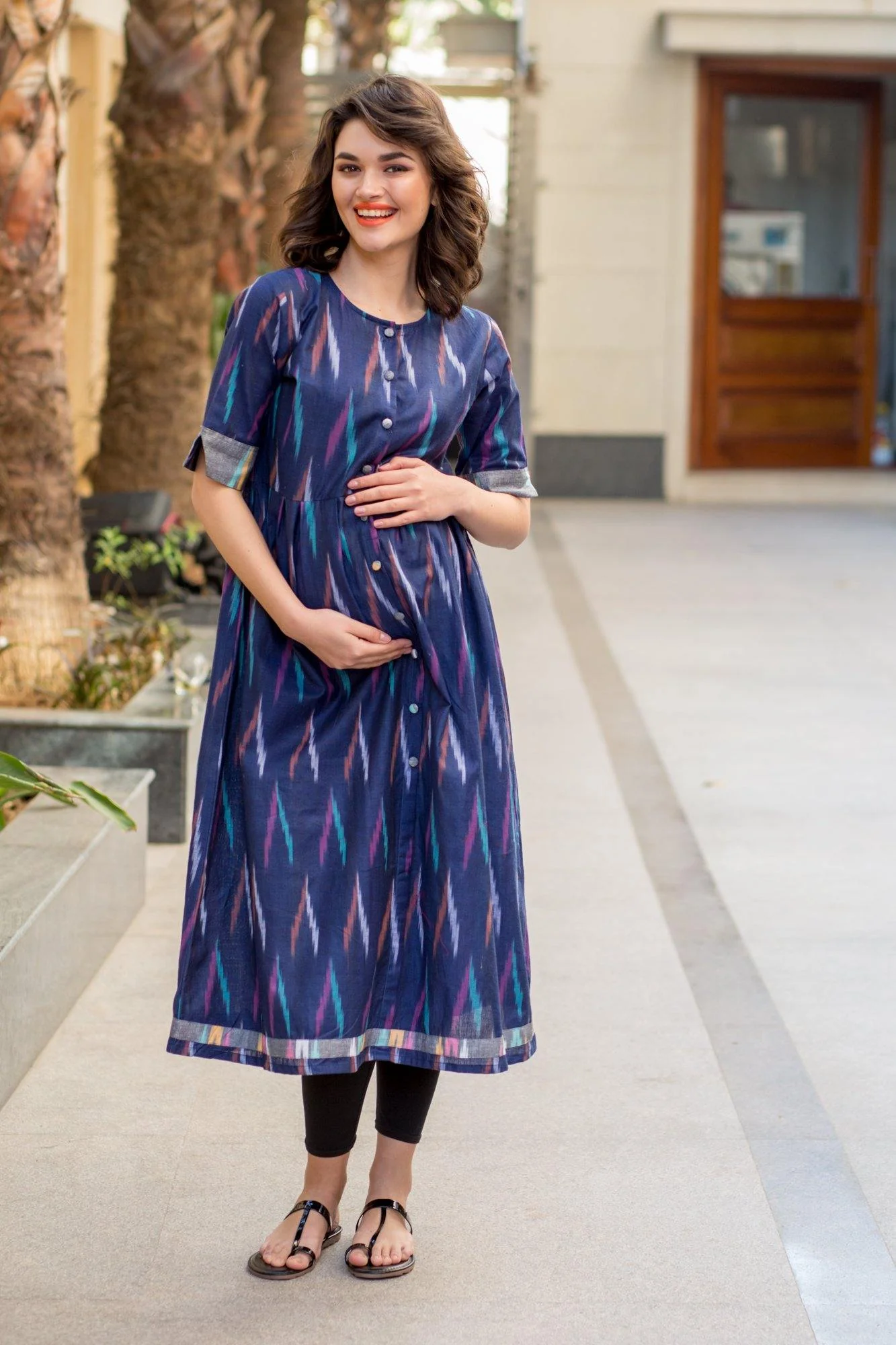 VIOLET IKAT MATERNITY AND NURSING KURTA - Chenance