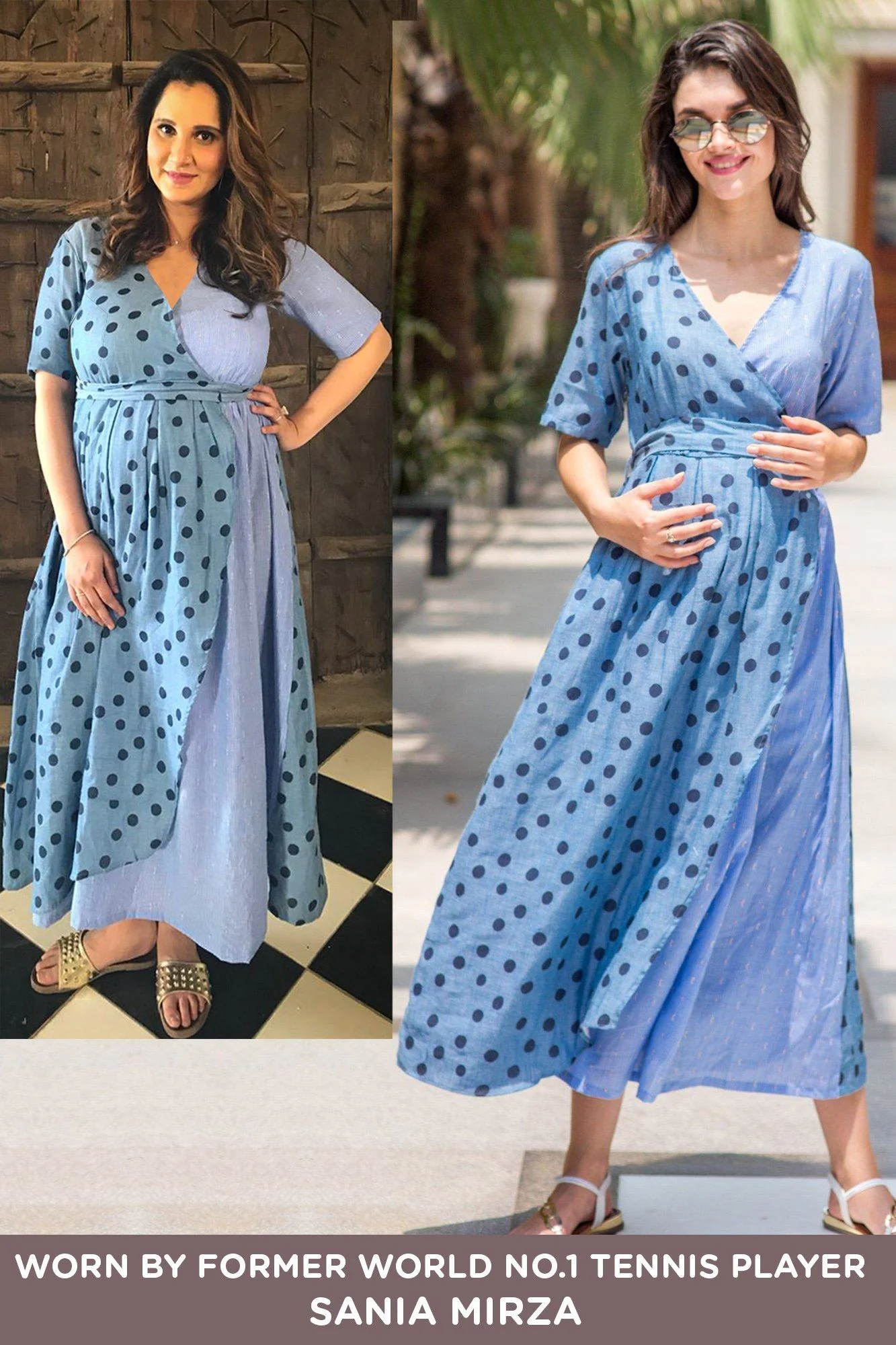 Cotton Sky Polka Maternity & Nursing Wrap Dress - Chenance
