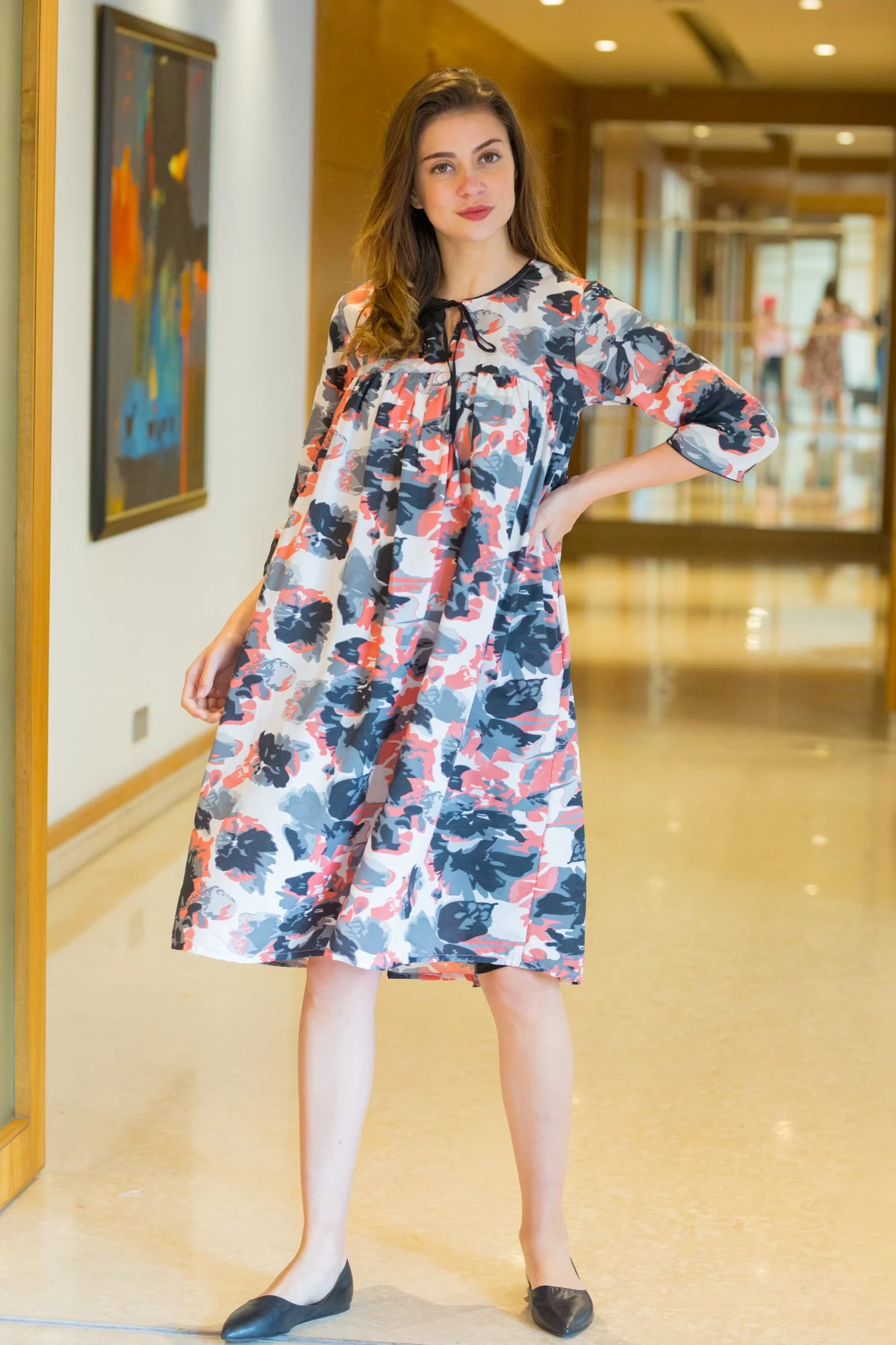 Abstract Floral Maternity Dress - Chenance