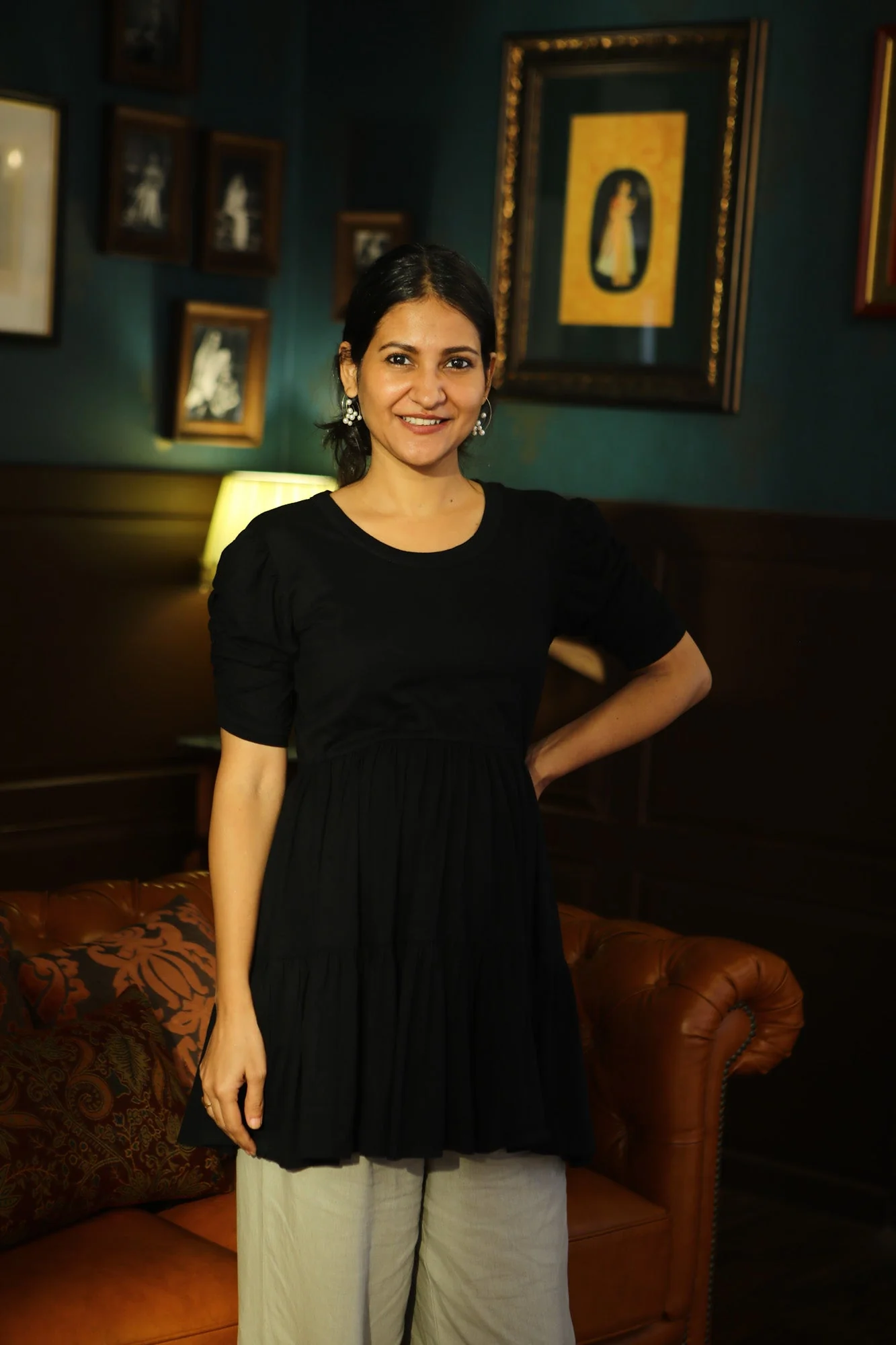 Adorable Swing Black Layered Maternity Top - Chenance