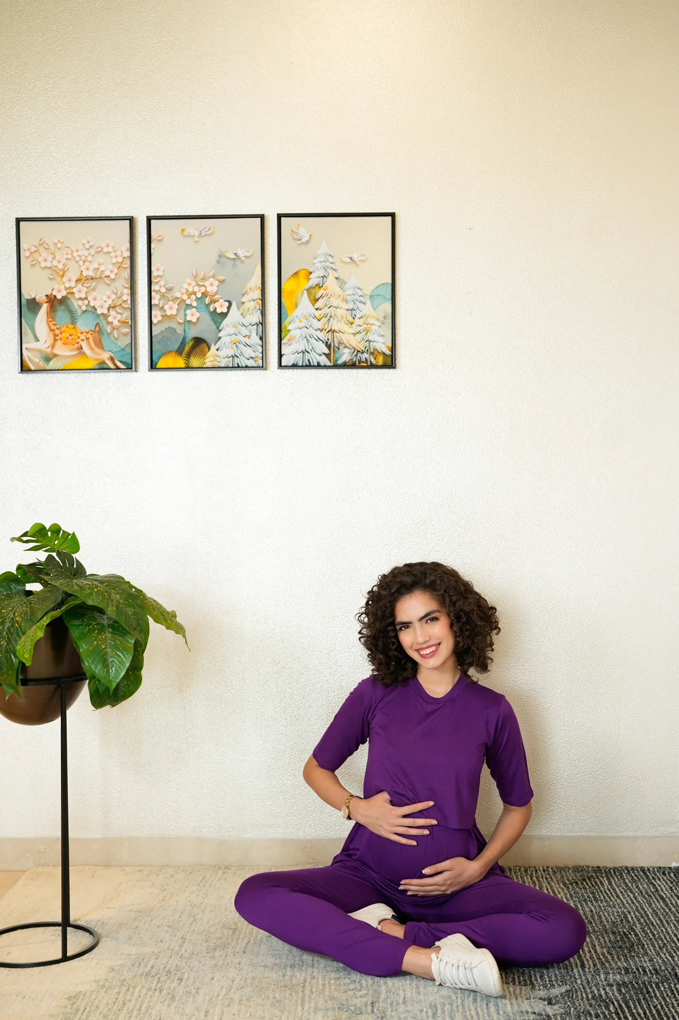 247 Comfy Purple Zipless Maternity Athleisure Set - Chenance