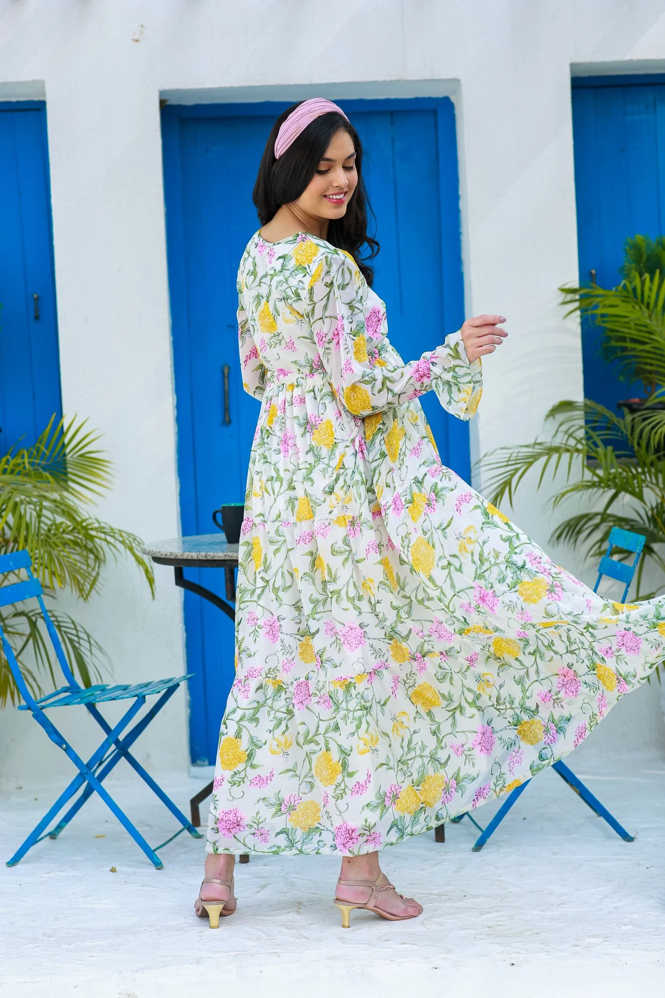 Snowy Blossom Maternity & Nursing Layer Dress - Chenance