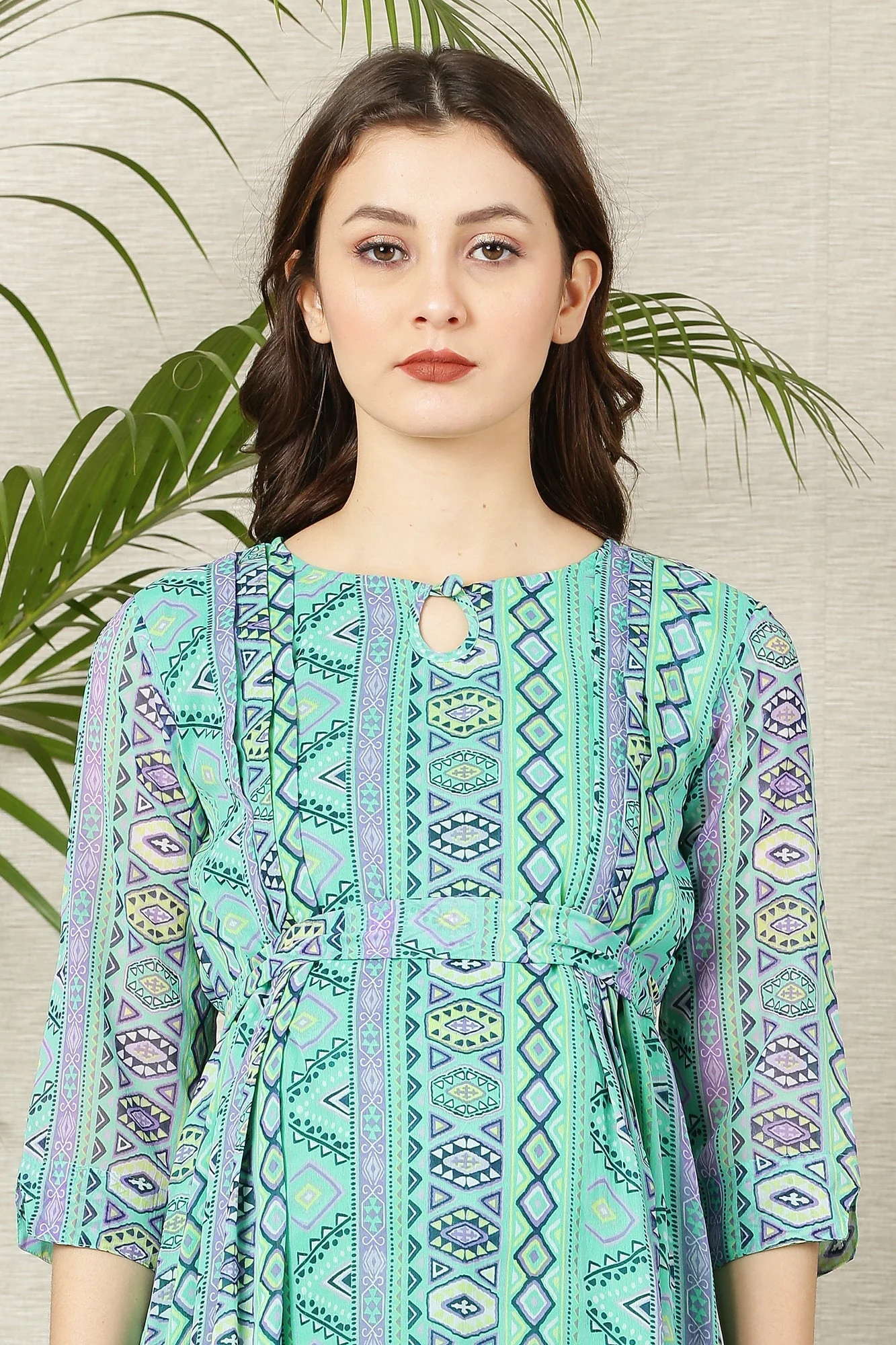 Apple Green Floral Side Slit Maternity & Nursing Dress - Chenance