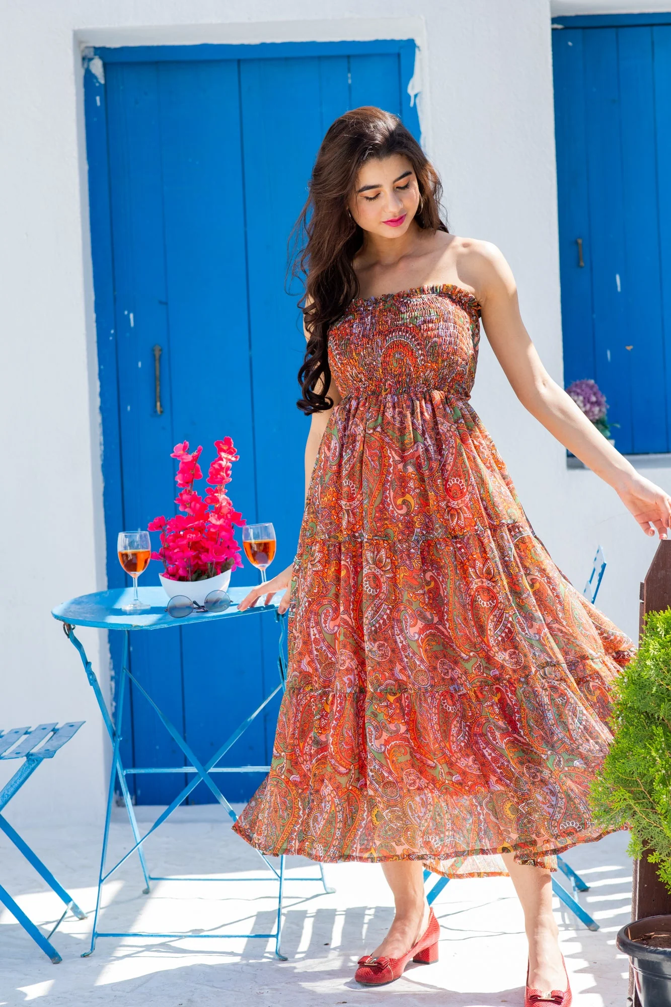 Vintage Floral Maternity Off-Shoulder Dress - Chenance