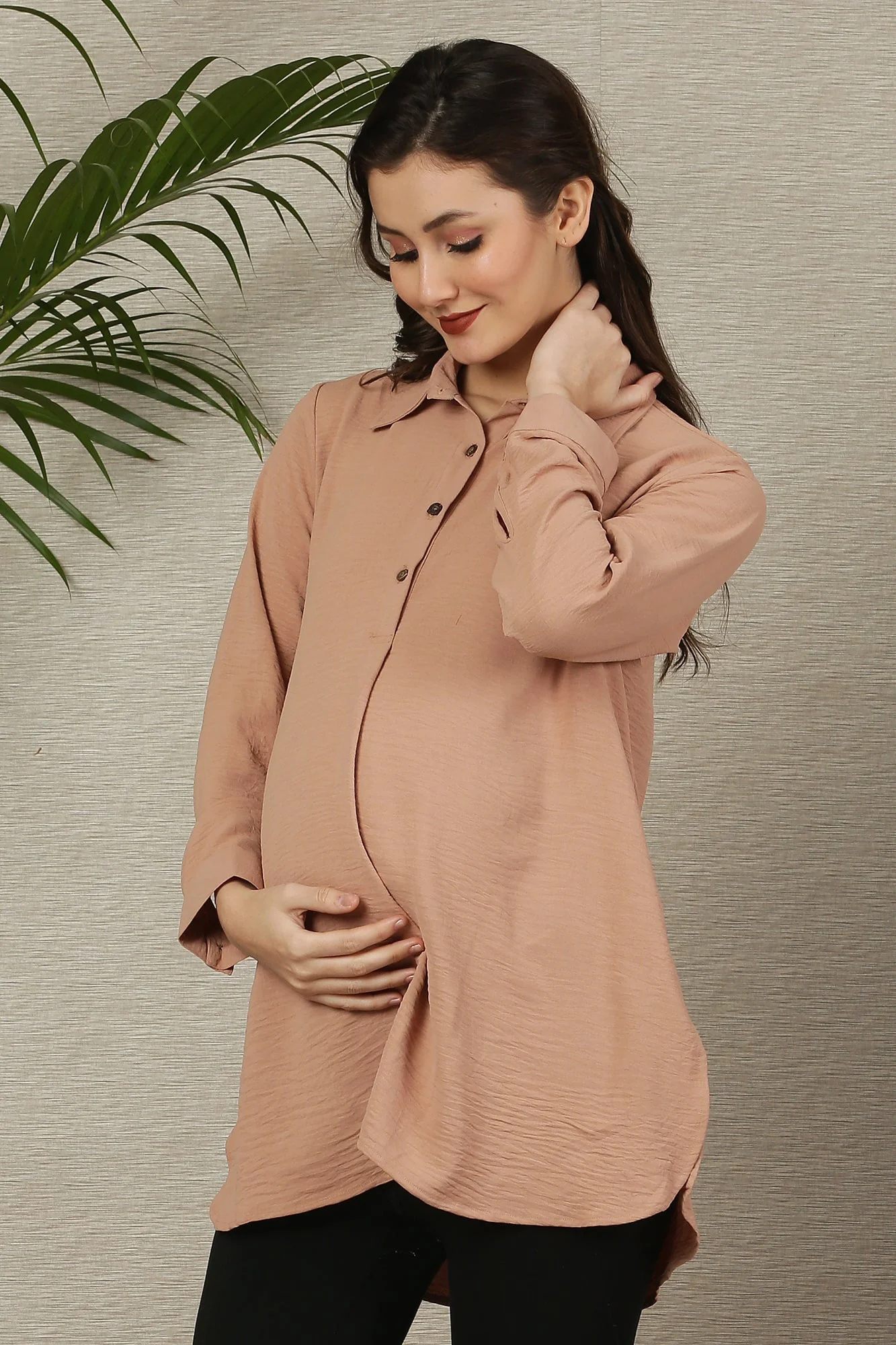 Pleasing Sand Maternity & Nursing Shirt - Chenance
