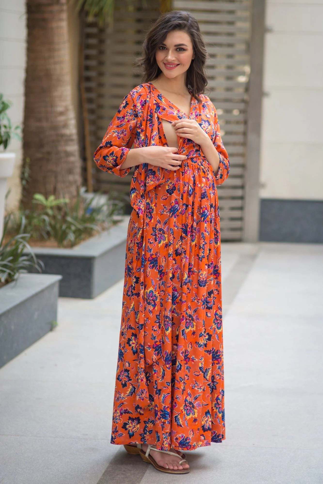 Amber Blossom Maternity & Nursing Wrap Dress - Chenance