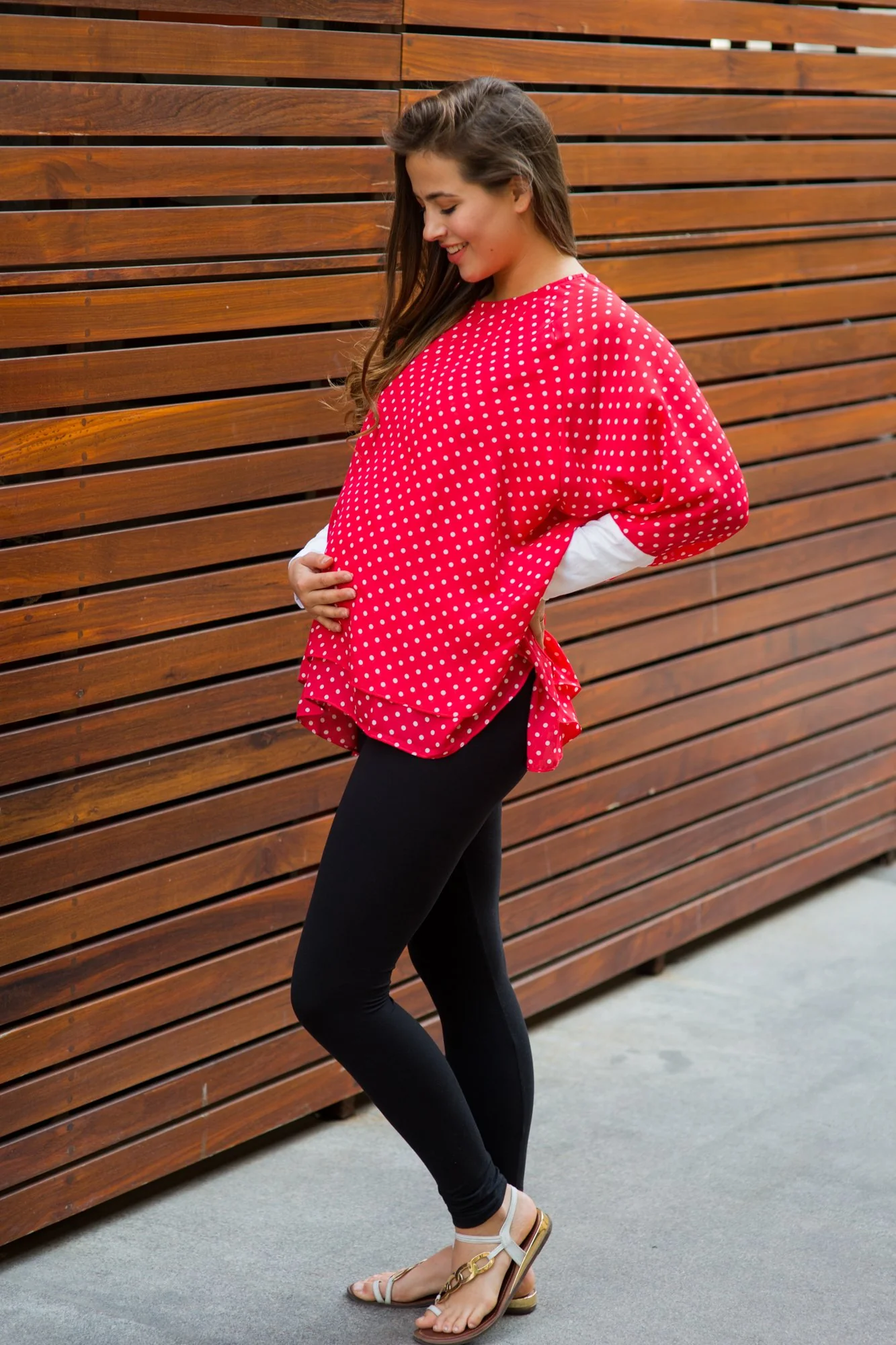 Berry Polka Layered Maternity Top - Chenance