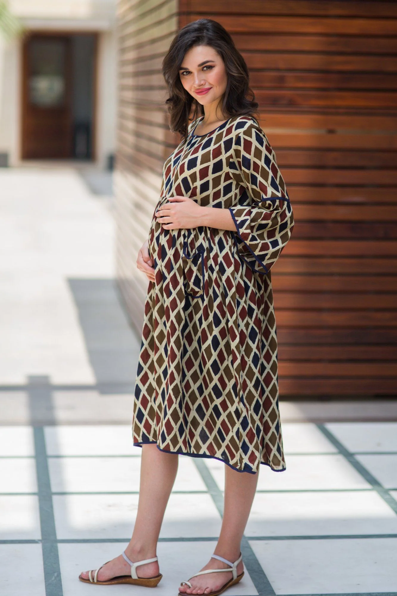 Rhombus Boho Maternity & Nursing Dress - Chenance