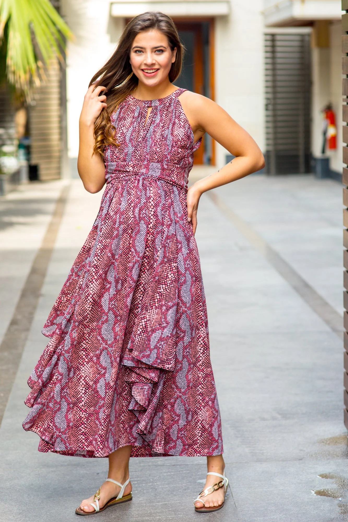 Luxe Taffy Pink Ruching Maternity Flow Dress - Chenance