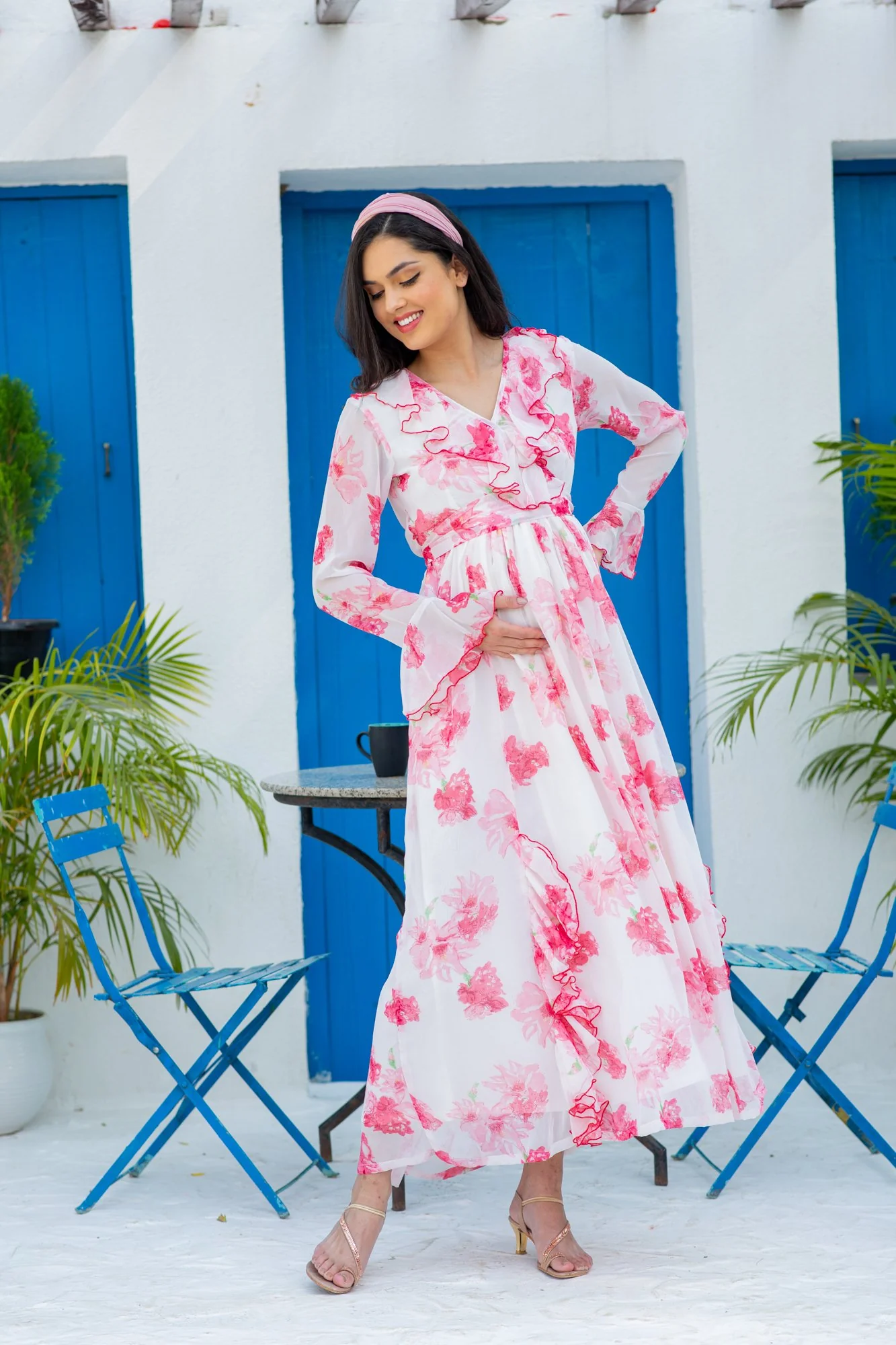 Angelic Rose Blush Maternity & Nursing Frill Dress - Chenance