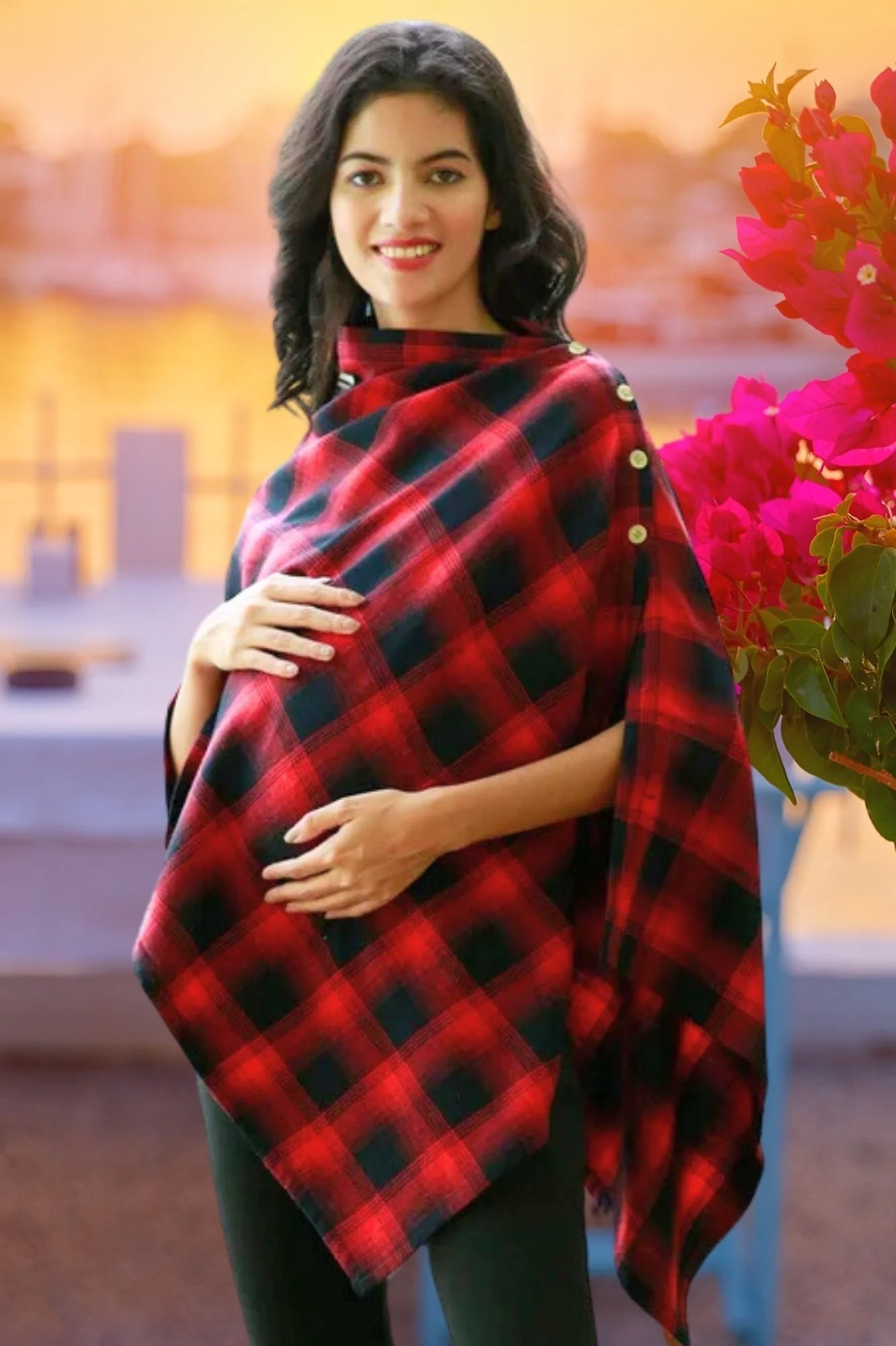 Classic Ruby Red Checks Versatile Nursing Stole - Chenance