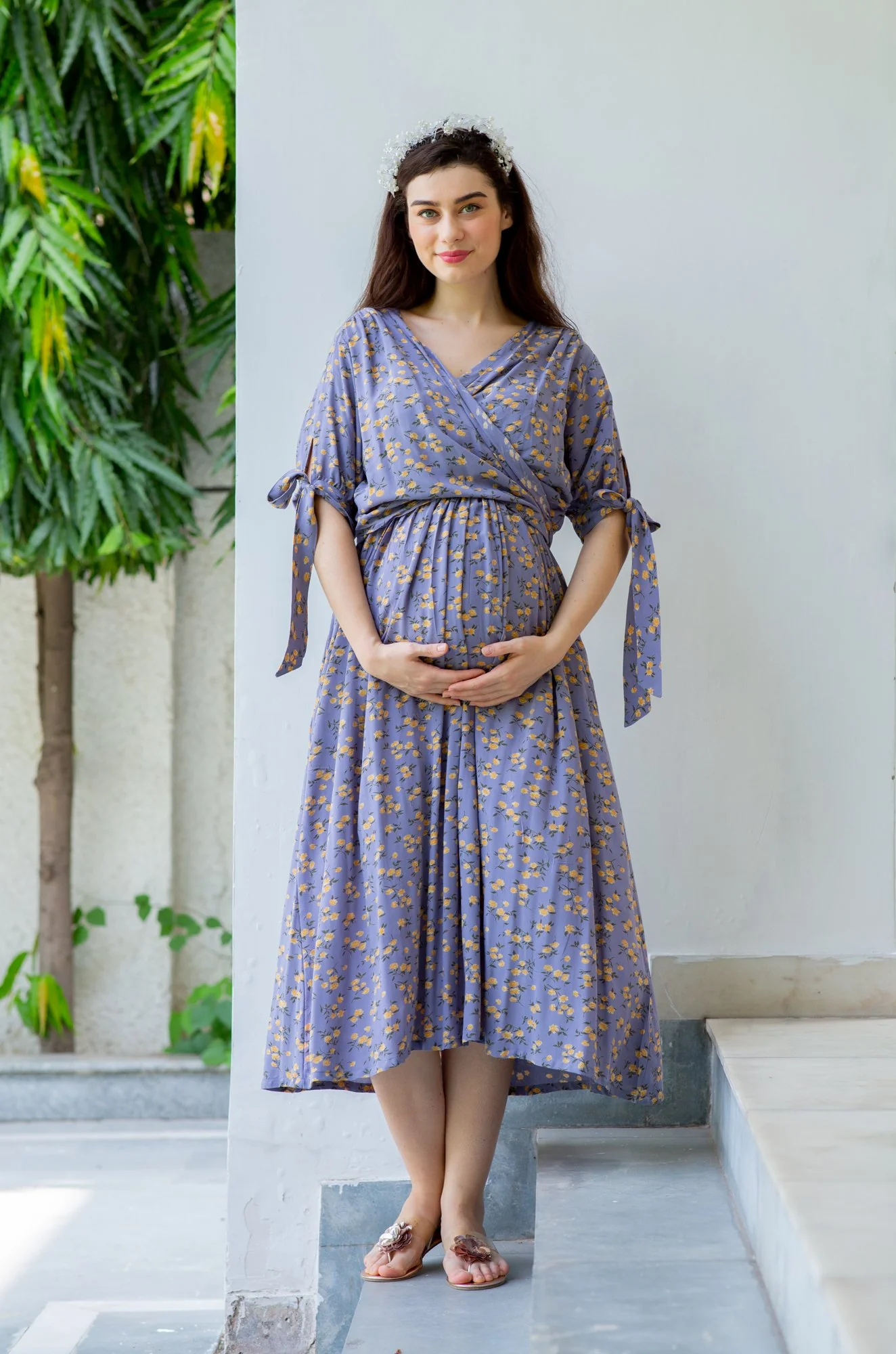 Mulberry Maternity & Nursing Midi Wrap Dress - Chenance