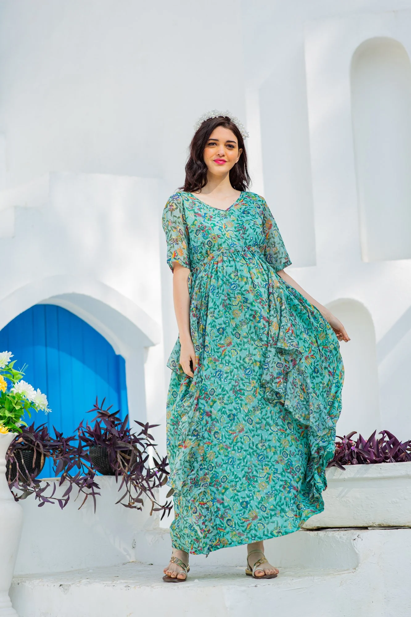 Mint Sage Paisley Maternity Flow Dress - Chenance