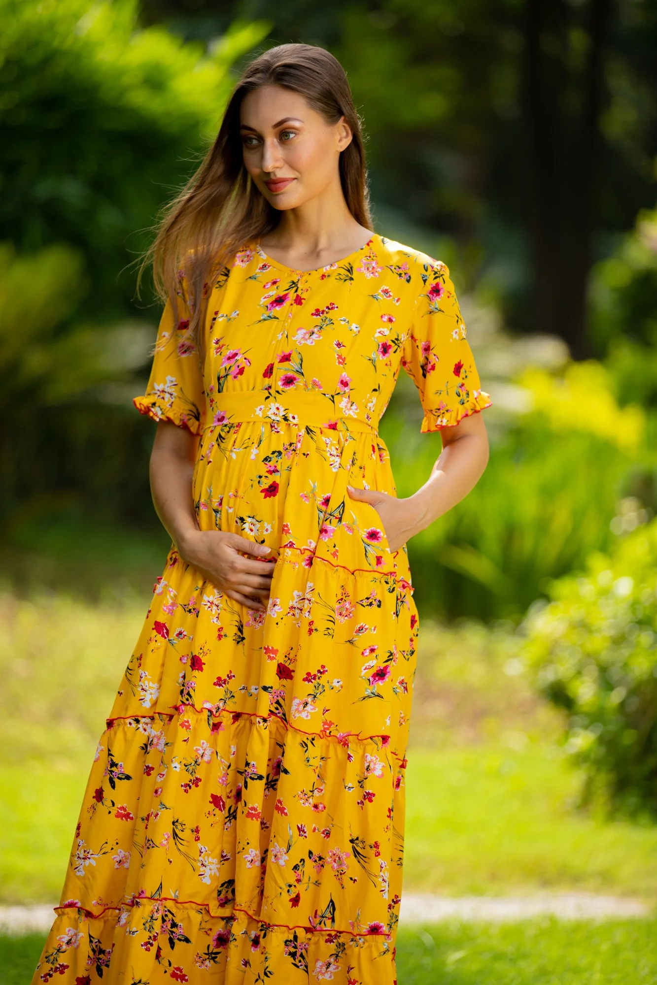 Tuscany Bloom Maternity & Nursing Frill Dress - Chenance
