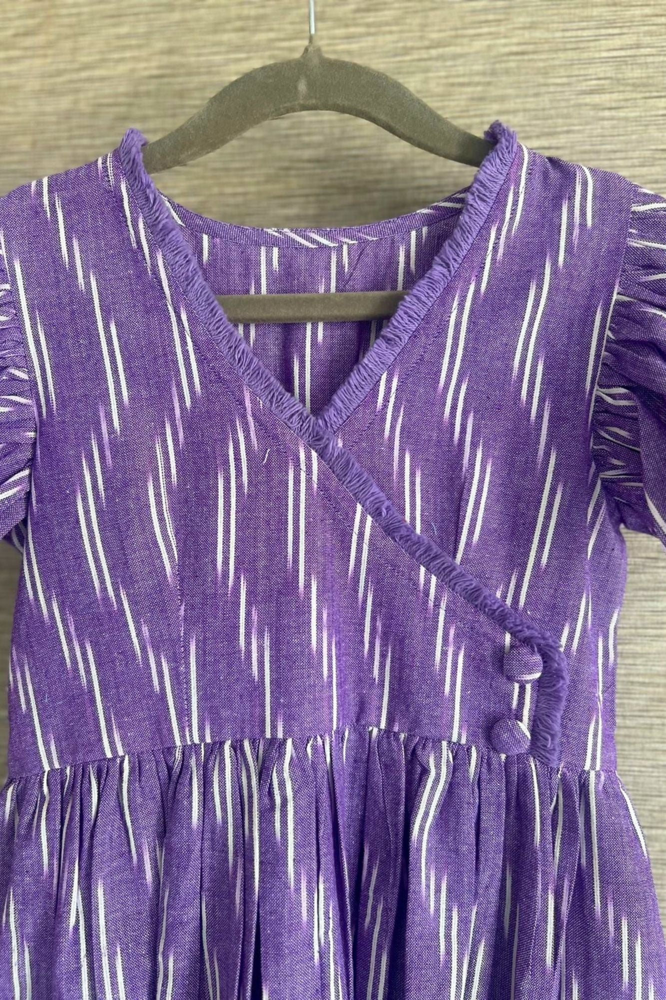 Cheerful Lilac Ikat Gathered Dress - Chenance