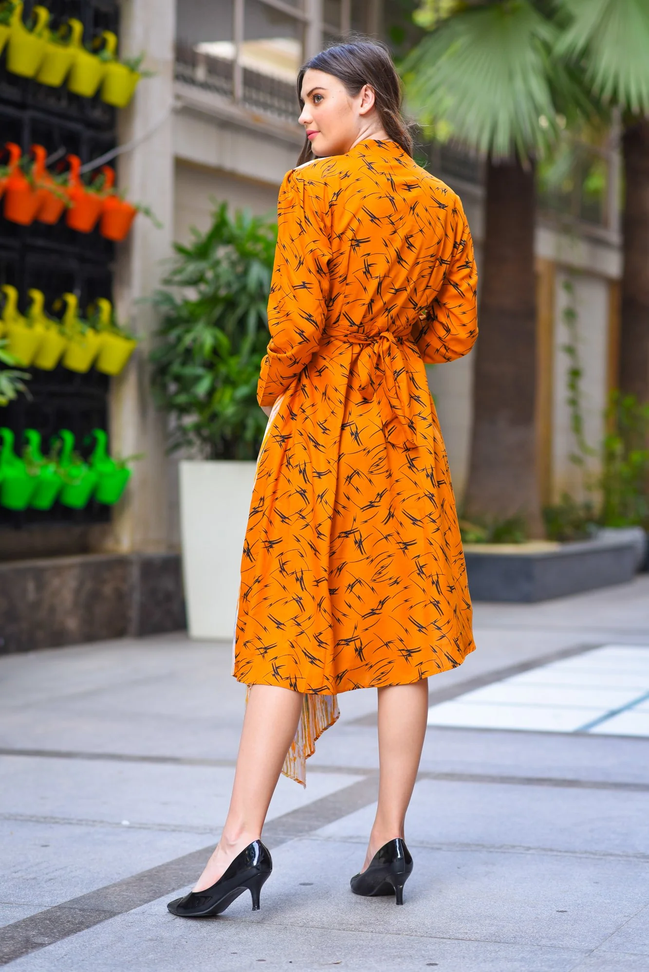 Asymmetrical Flash High Neck Maternity & Nursing Dress - Chenance