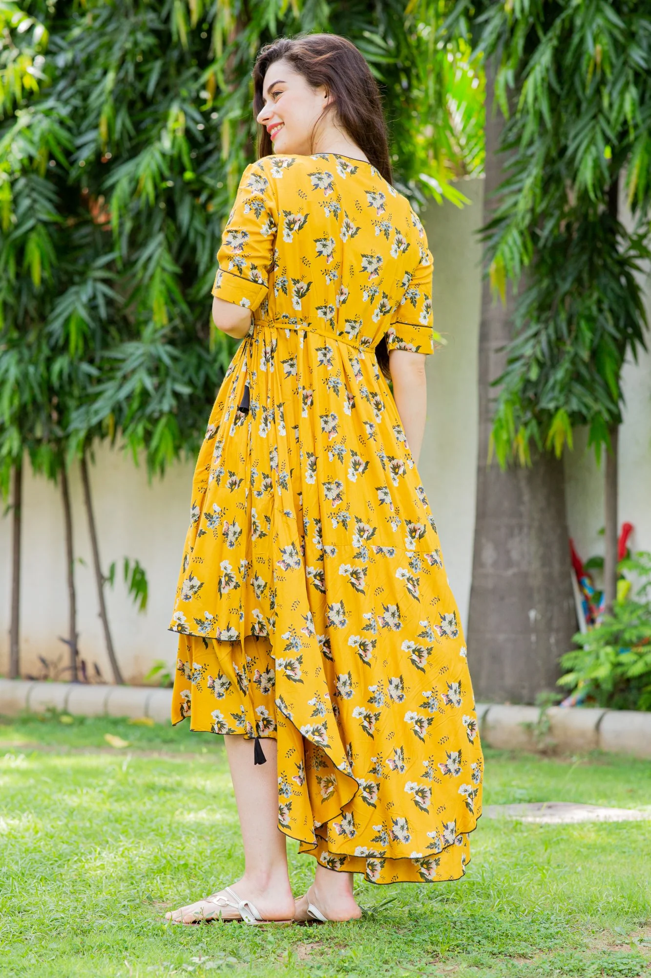 Sunny Pattern Maternity & Nursing Flair Dress - Chenance