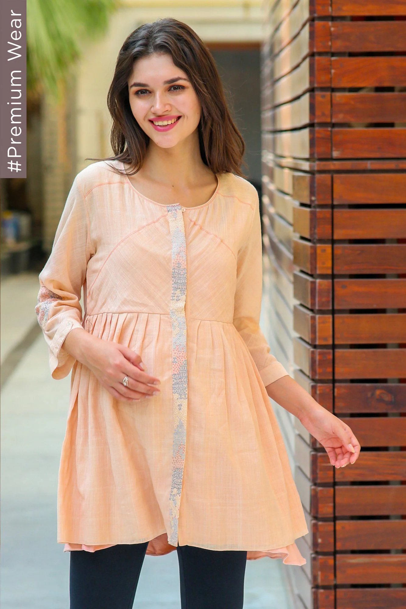 Premium Sujni Moon Patch Peach Maternity & Nursing Top - Chenance