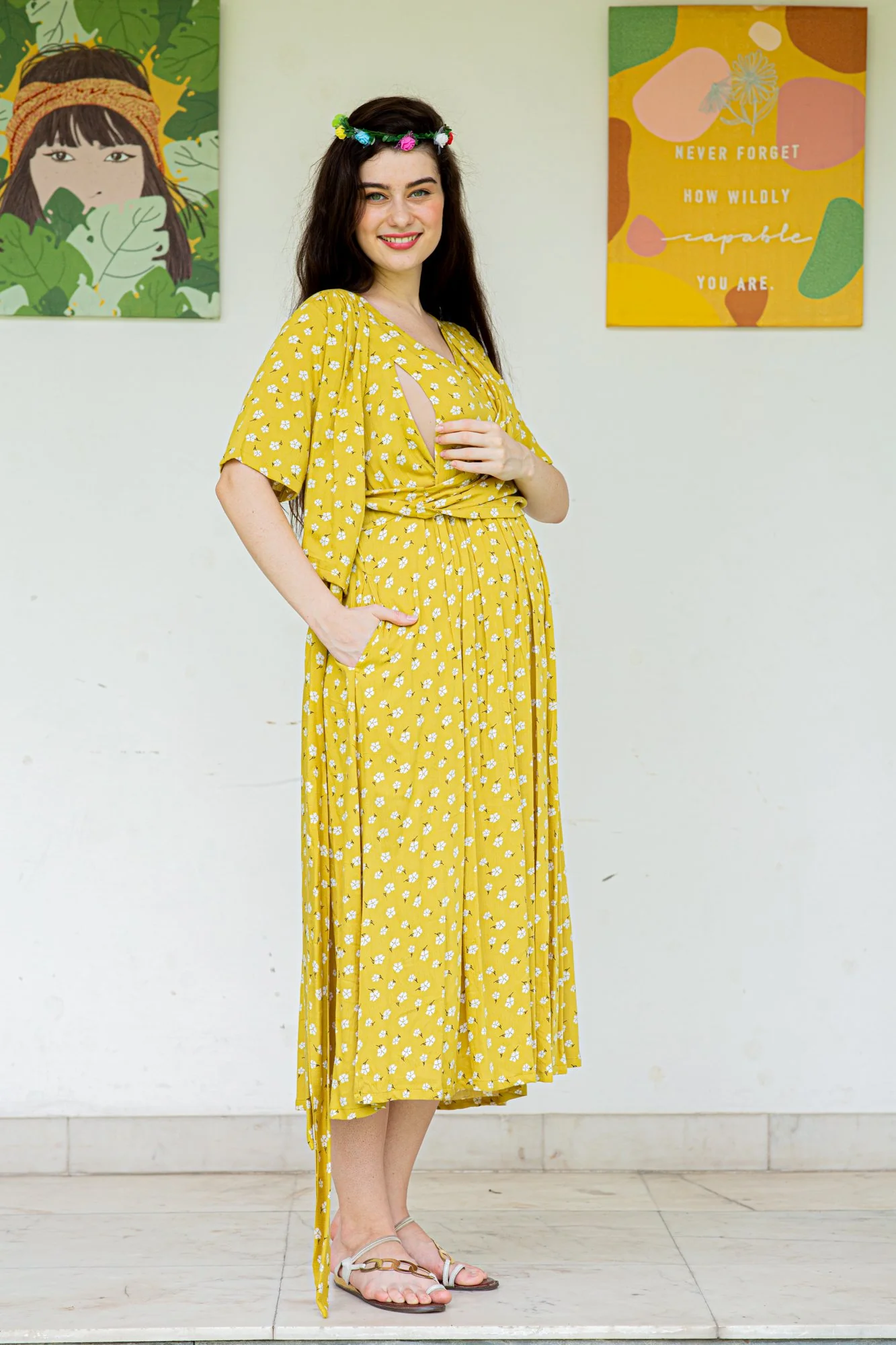 Tuscany Maternity & Nursing Midi Wrap Dress - Chenance