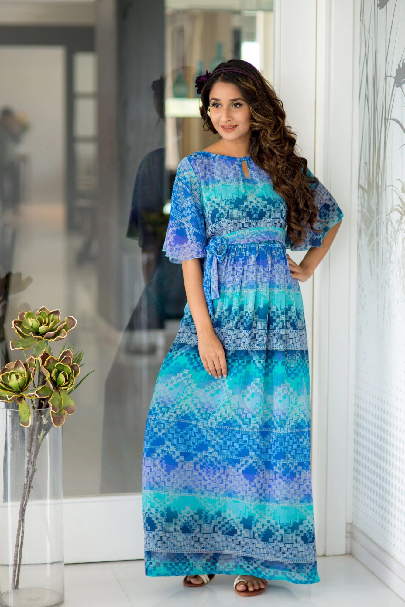 Aquamarine Luxe Maternity Maxi Dress - Chenance