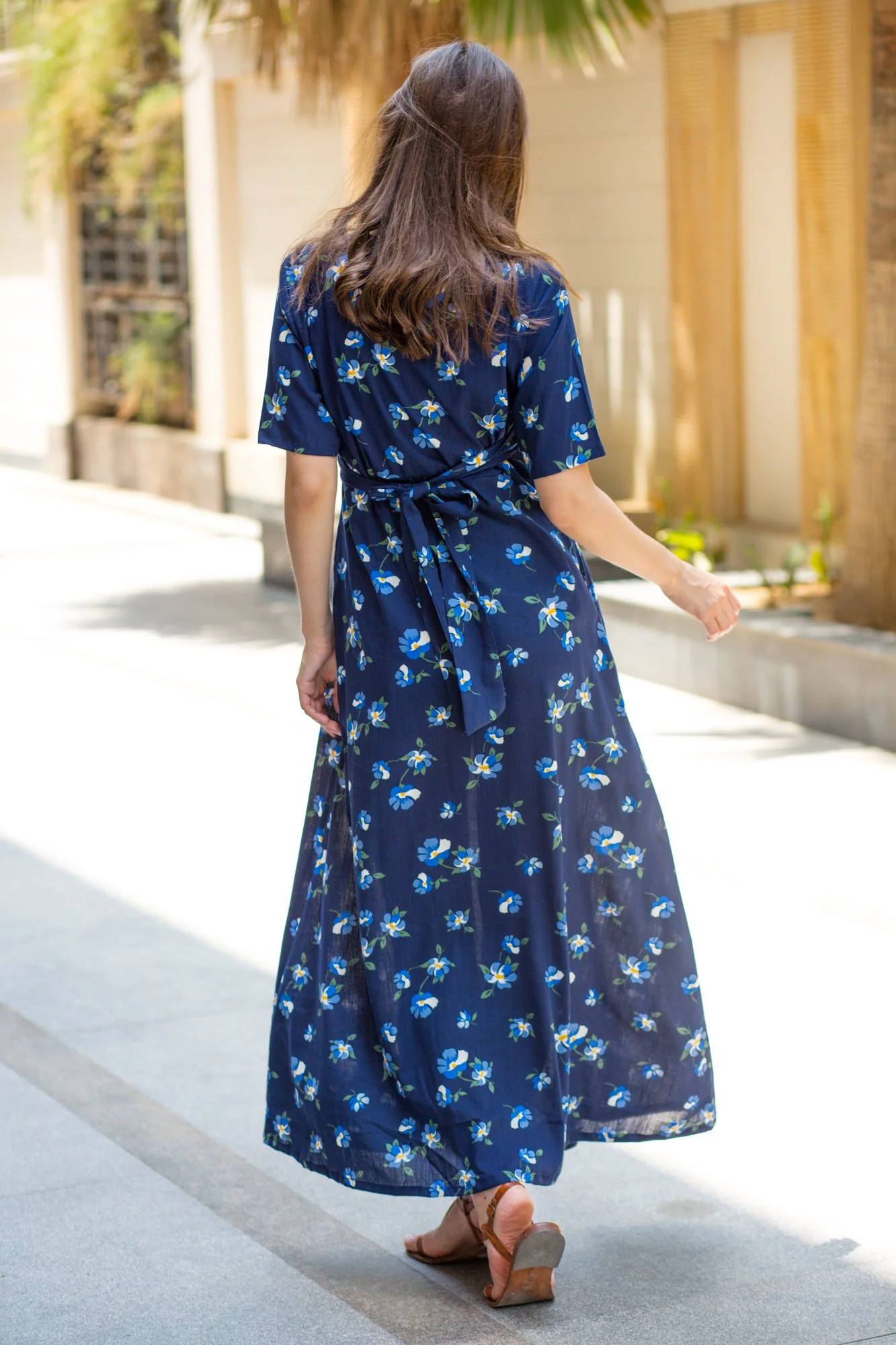 Azure Blue Maternity & Nursing Wrap Dress - Chenance
