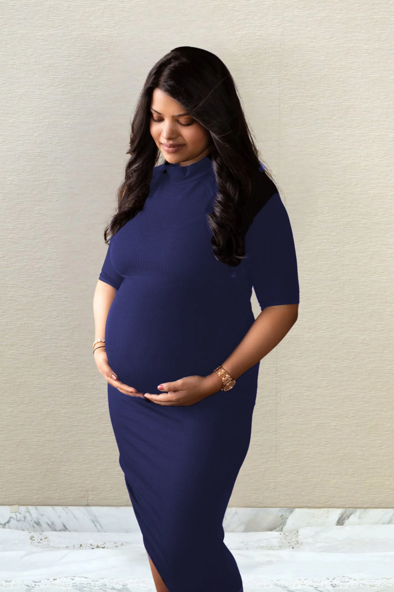 Classic Blue Stretchable Maternity Dress - Chenance