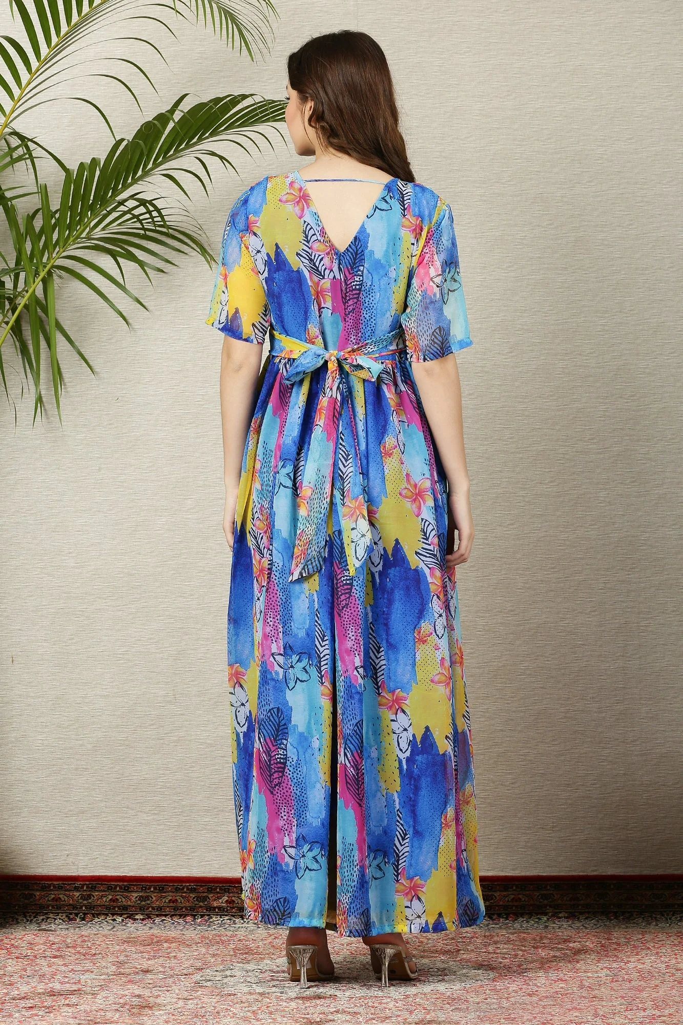 Aquamarine Blue Maternity & Nursing Chiffon Wrap Dress - Chenance