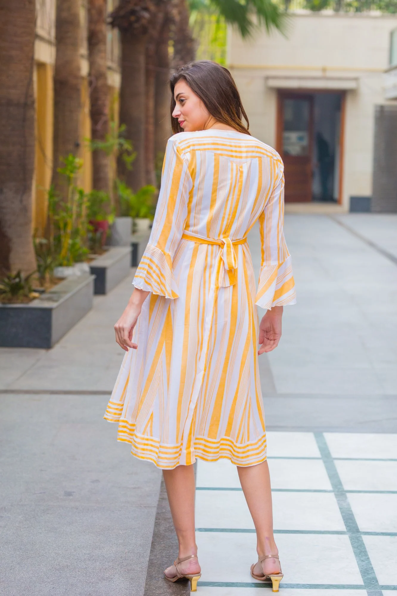 Sunny Striped Front Button Maternity & Nursing Dress - Chenance