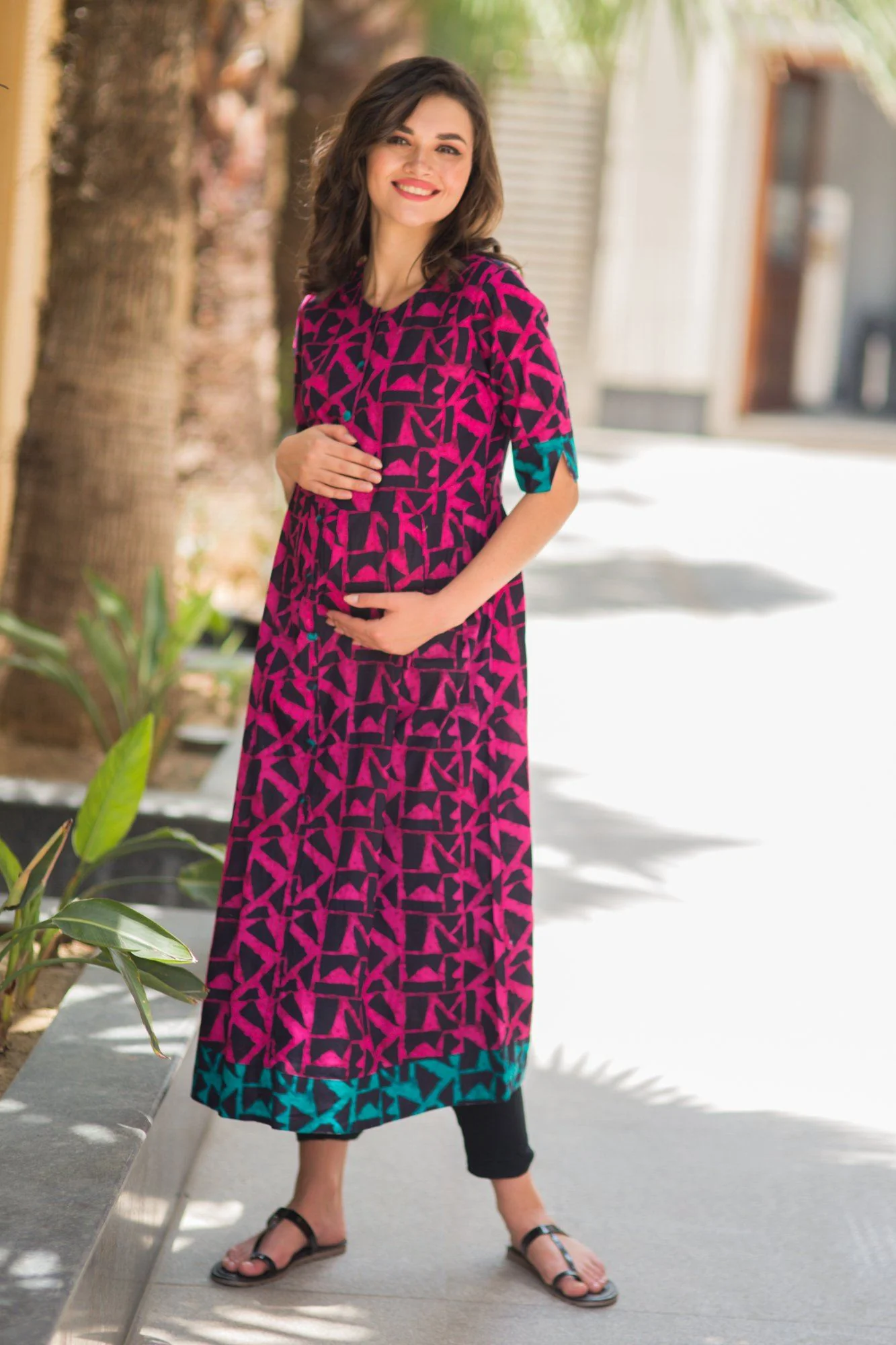 Abstract Cider Maternity and Nursing Cotton Kurta - Chenance