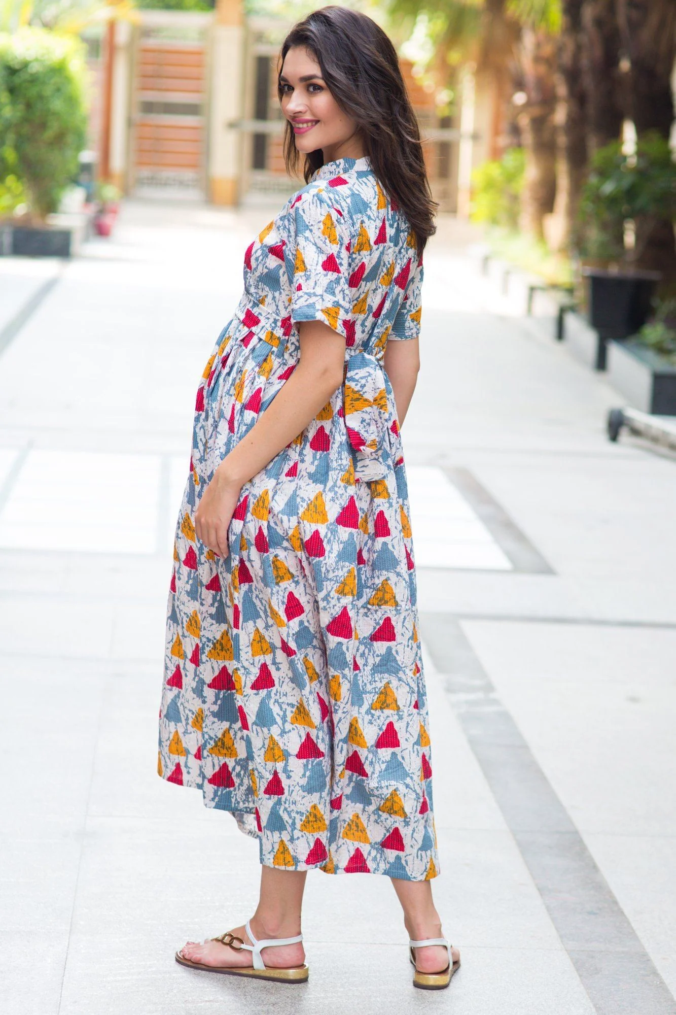 Cotton Cheery Baltic Triangle Maternity & Nursing Dress - Chenance