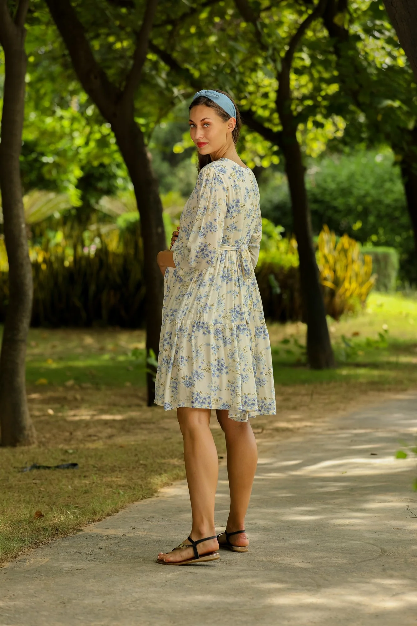 Angelic Floral Maternity & Nursing Flair Dress - Chenance