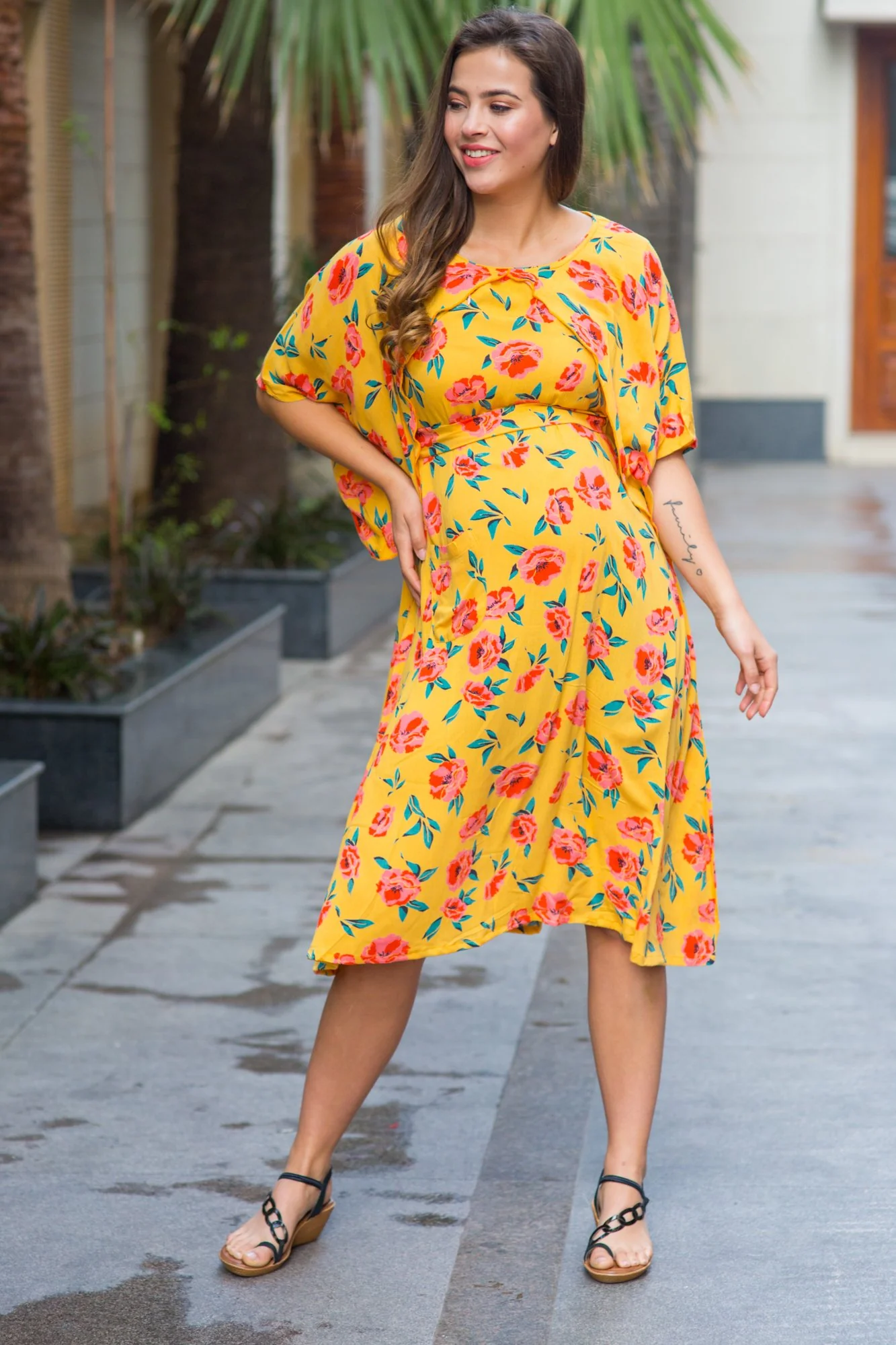 Sunshine Rose Maternity & Nursing Flap Dress - Chenance