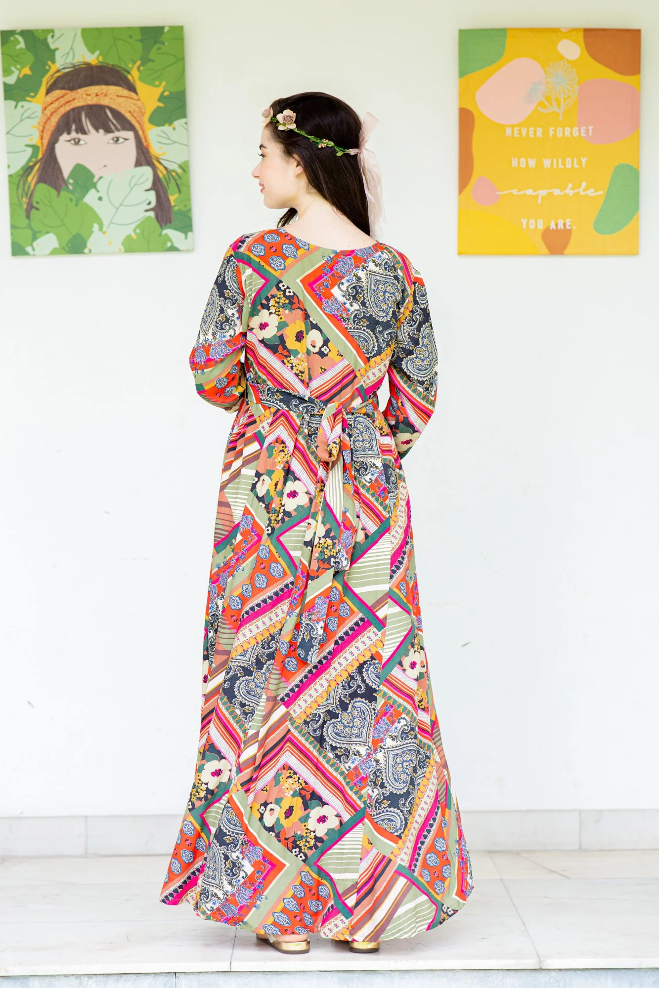 Abstract Queen Concealed Zip Maternity & Nursing Maxi - Chenance