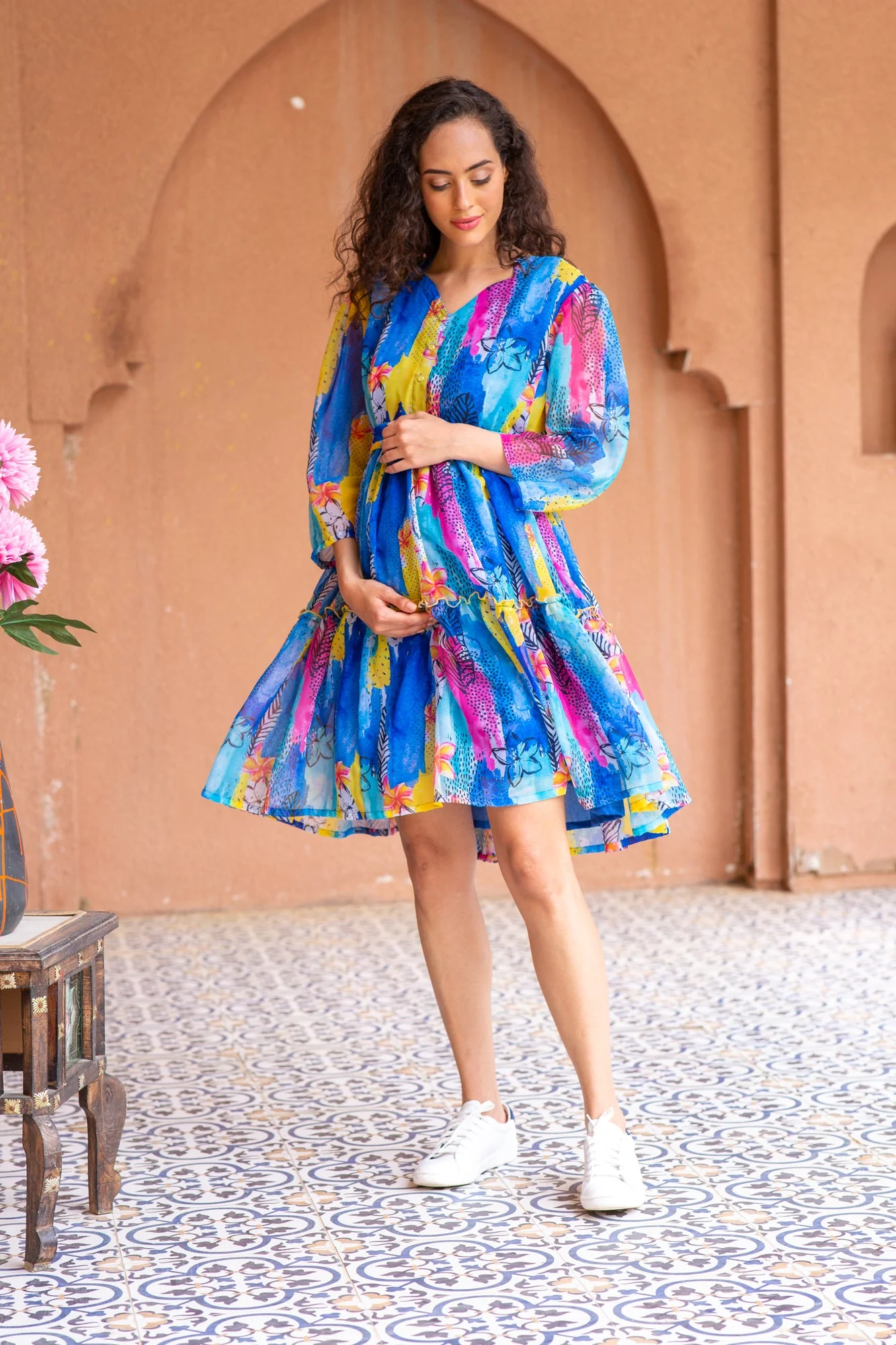 Aquamarine Swing Maternity Flair Dress - Chenance