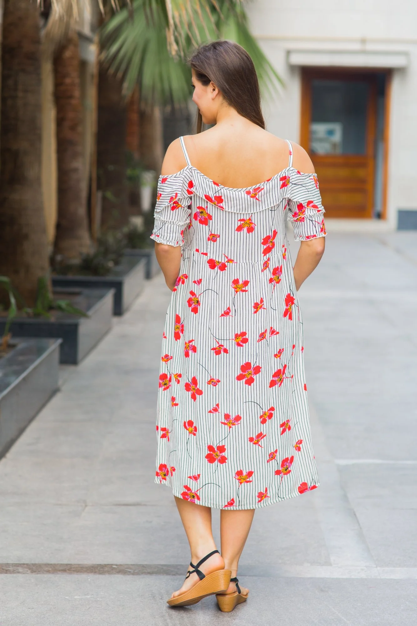 Exclusive Grey Red Stripe Front Zip Maternity & Nursing Maxi Dress - Chenance