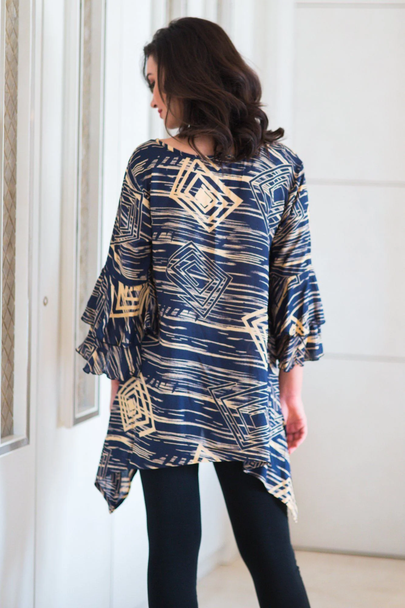 Abstract Indigo Maternity & Nursing Top - Chenance