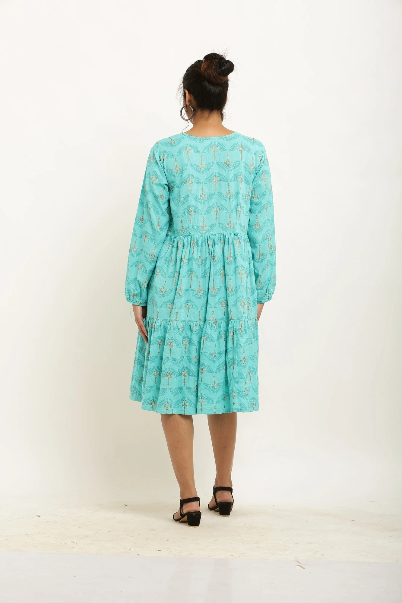Aqua Blue Floral Maternity & Nursing Layered Dress - Chenance