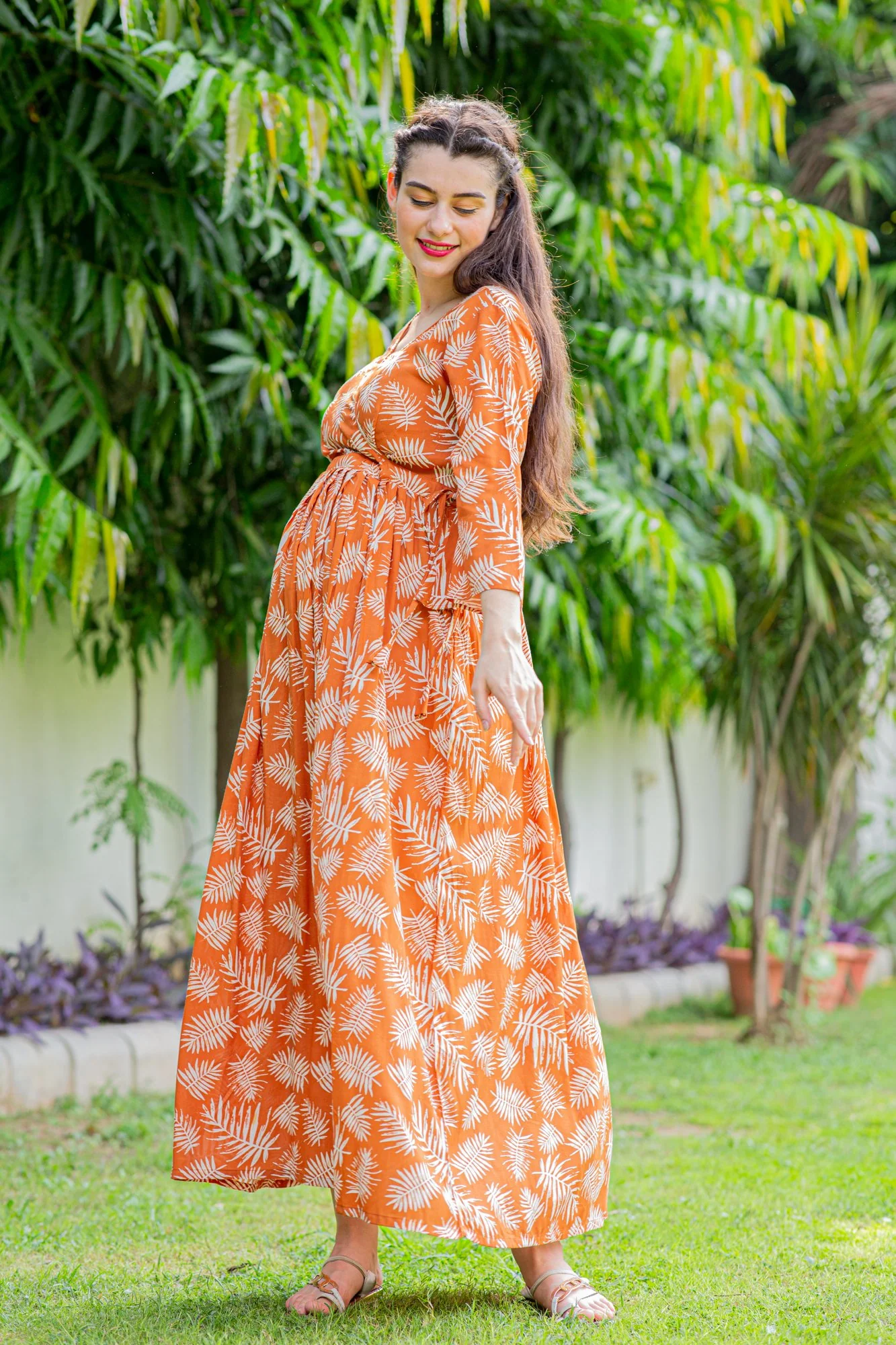 Tangy Leafy Maternity & Nursing Maxi - Chenance