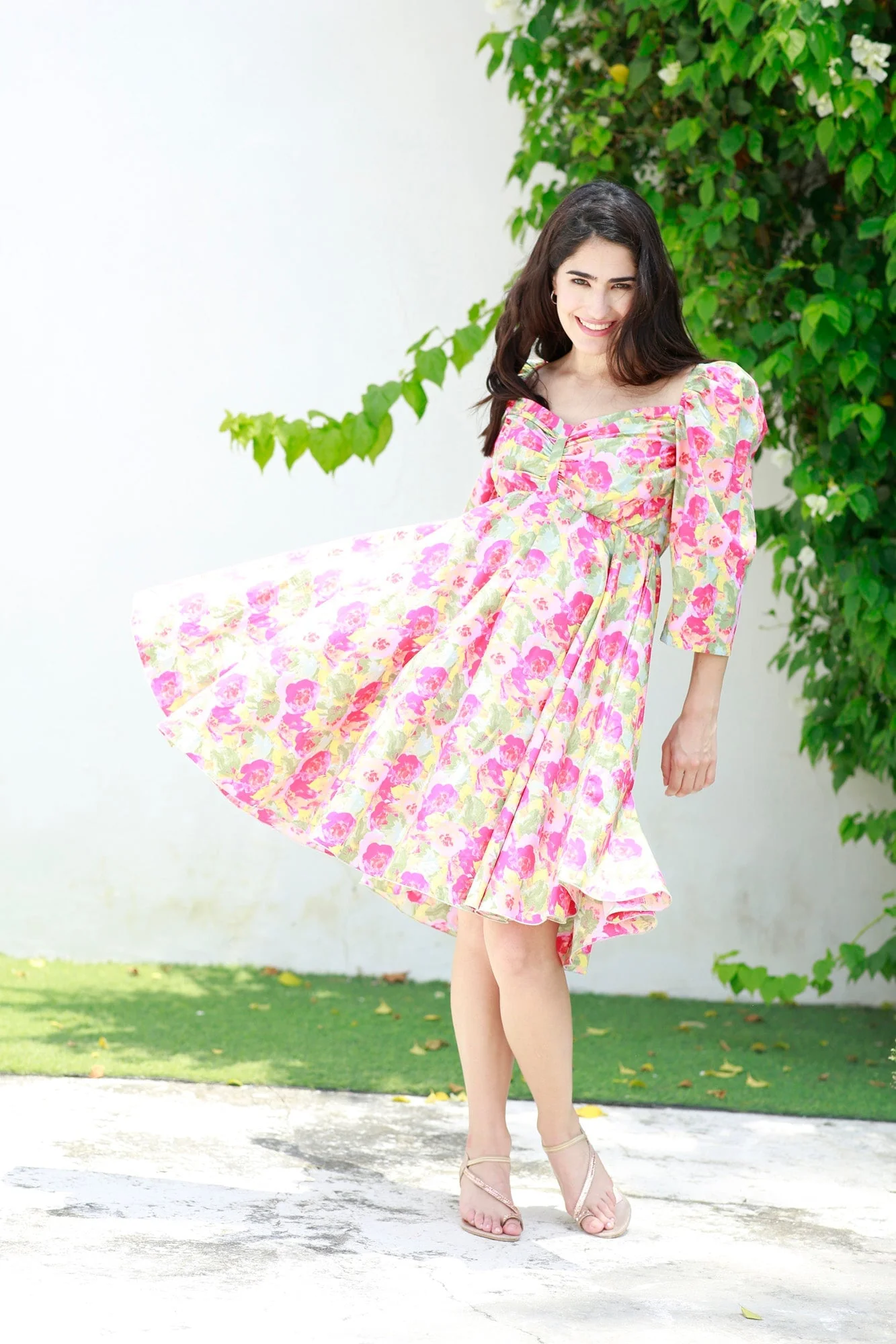 Victoria Flamingo Rosy Pink Maternity Knee Dress (100% Cotton) - Chenance