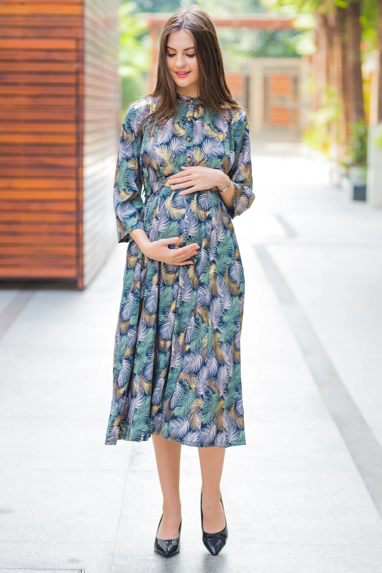 Leafy Mesh Maternity & Nursing Kurta - Chenance