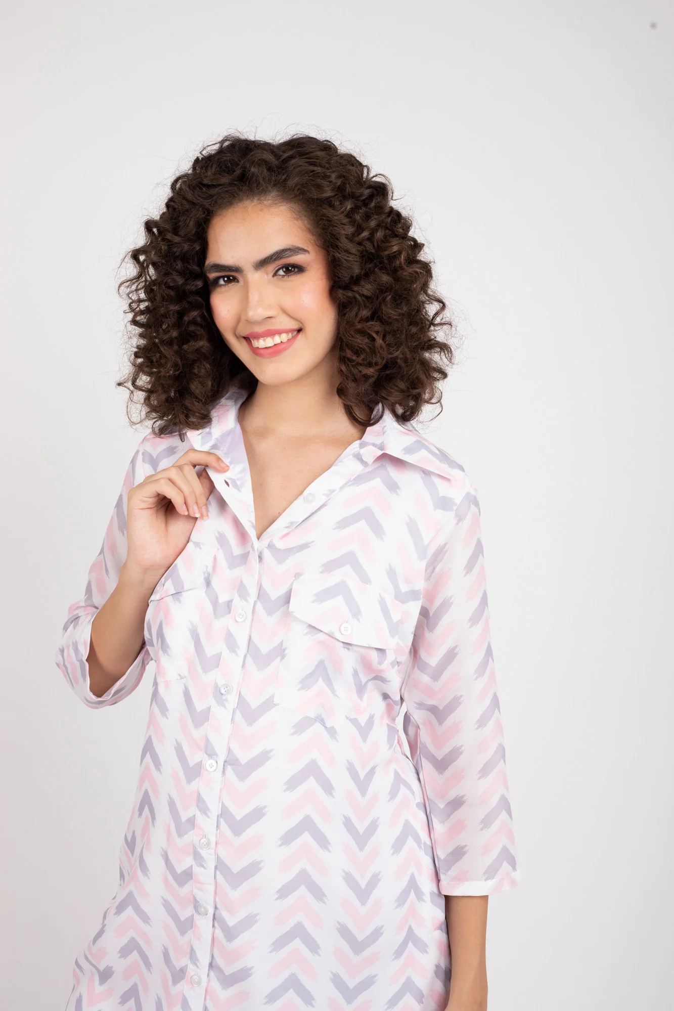 Milky Abstract Versatile Maternity & Nursing Shirt Dress - Chenance